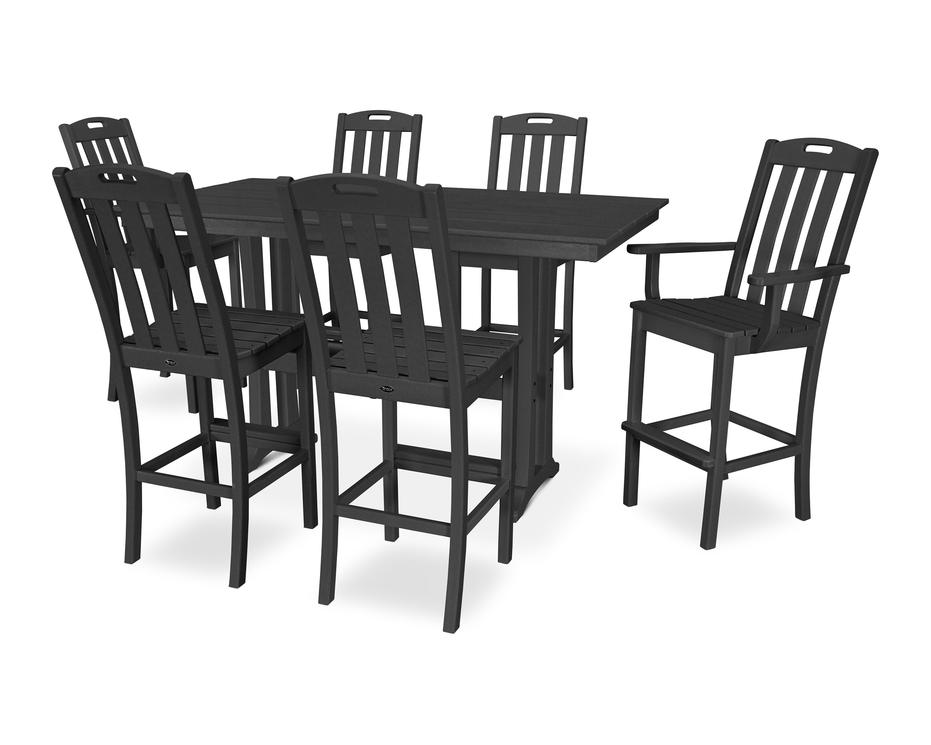 Yacht Club 7-Piece Farmhouse Trestle Bar Set