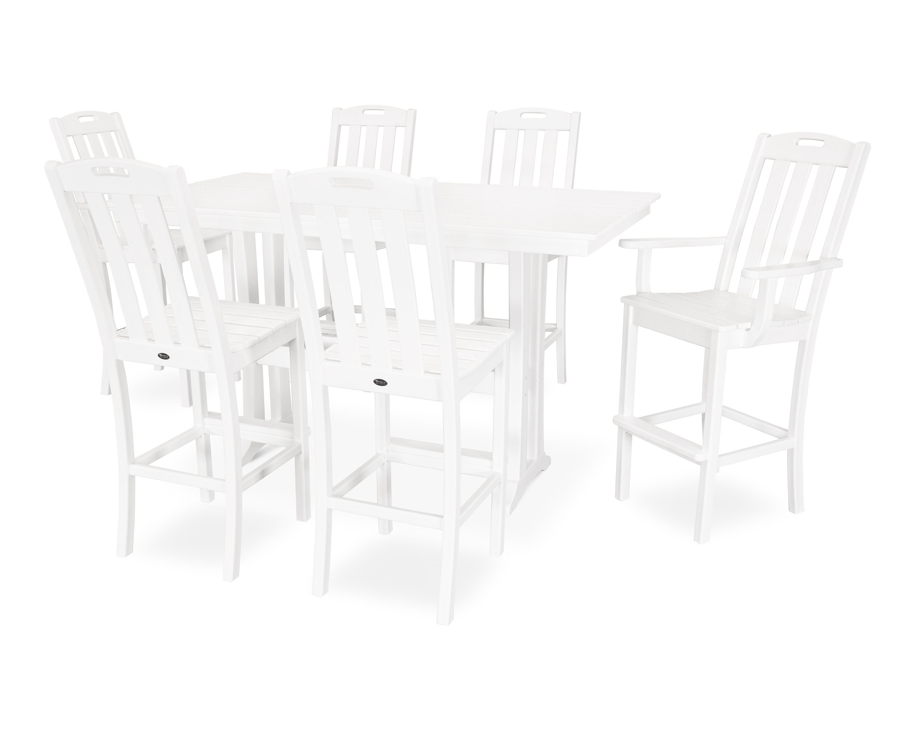 Yacht Club 7-Piece Farmhouse Trestle Bar Set