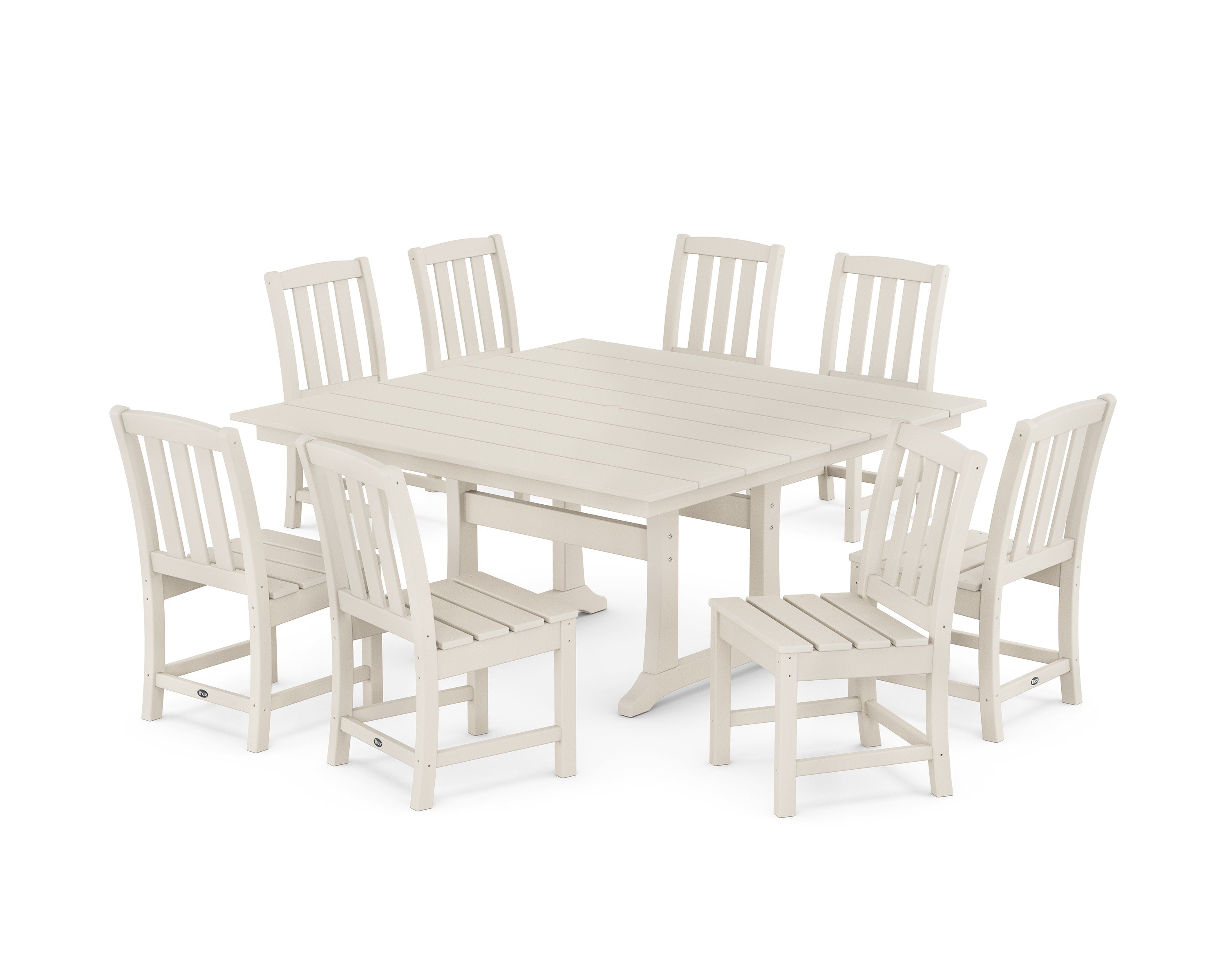 Cape Cod Side Chair 9-Piece Square Farmhouse Dining Set with Trestle Legs