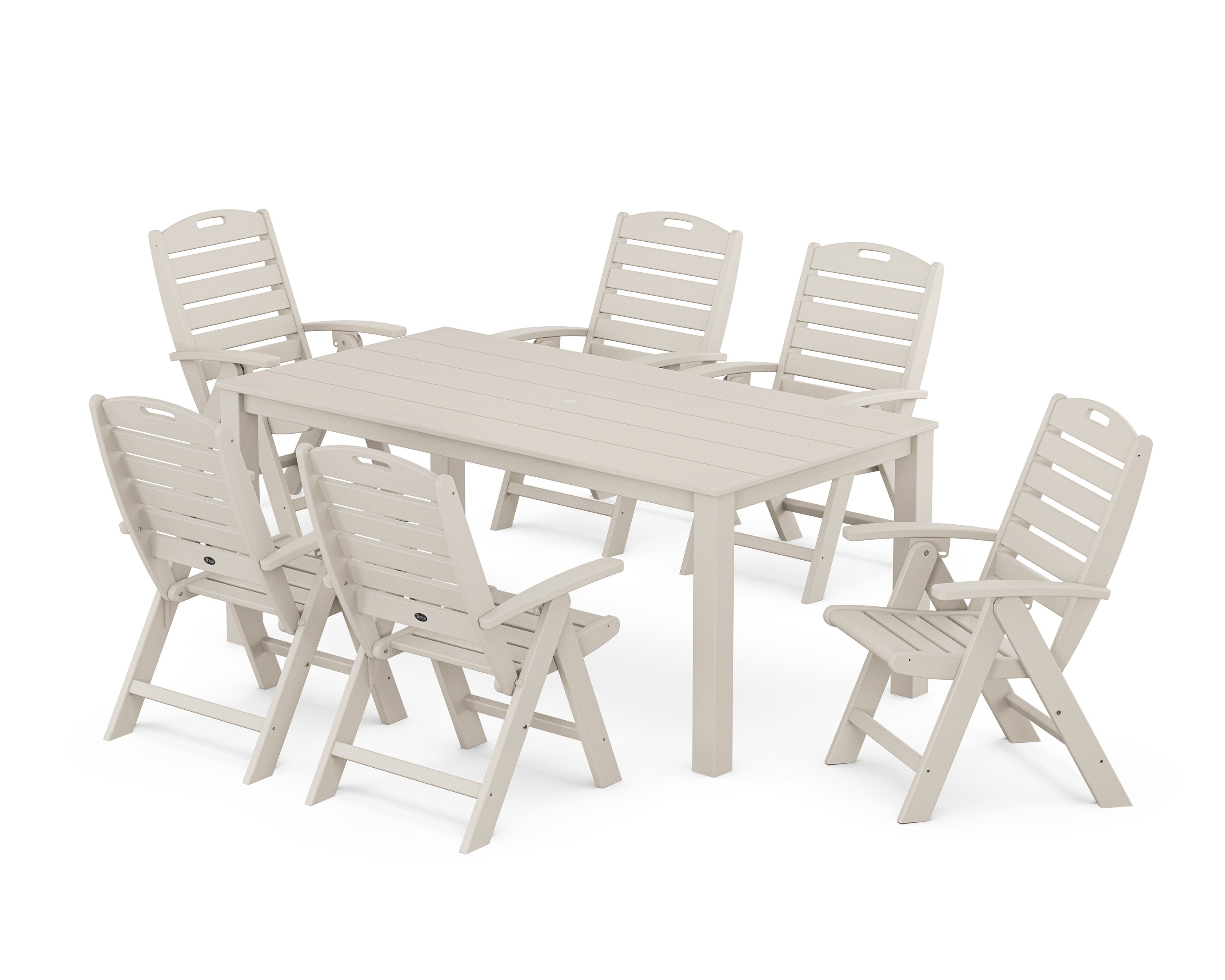 Yacht Club Highback Chair 7-Piece Parsons Dining Set