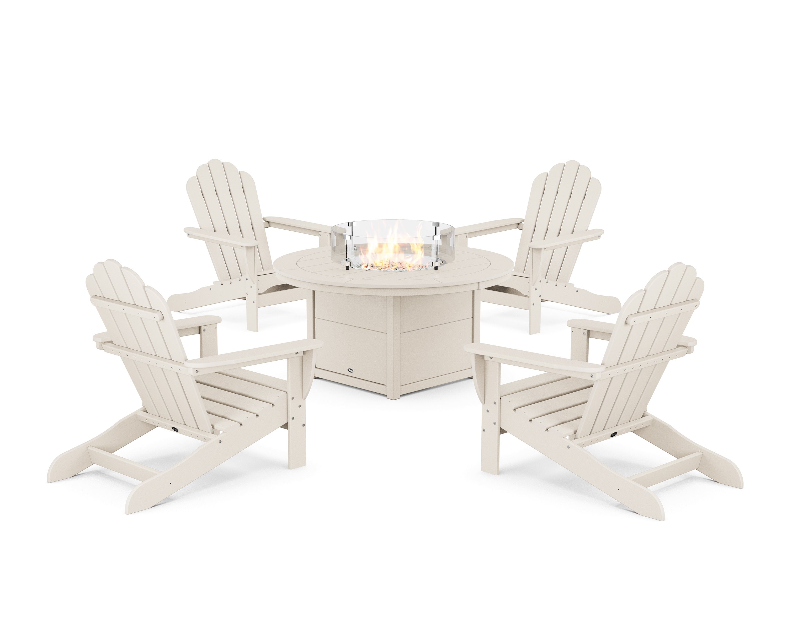 5-Piece Monterey Bay Oversized Adirondack Conversation Set with Fire Pit Table