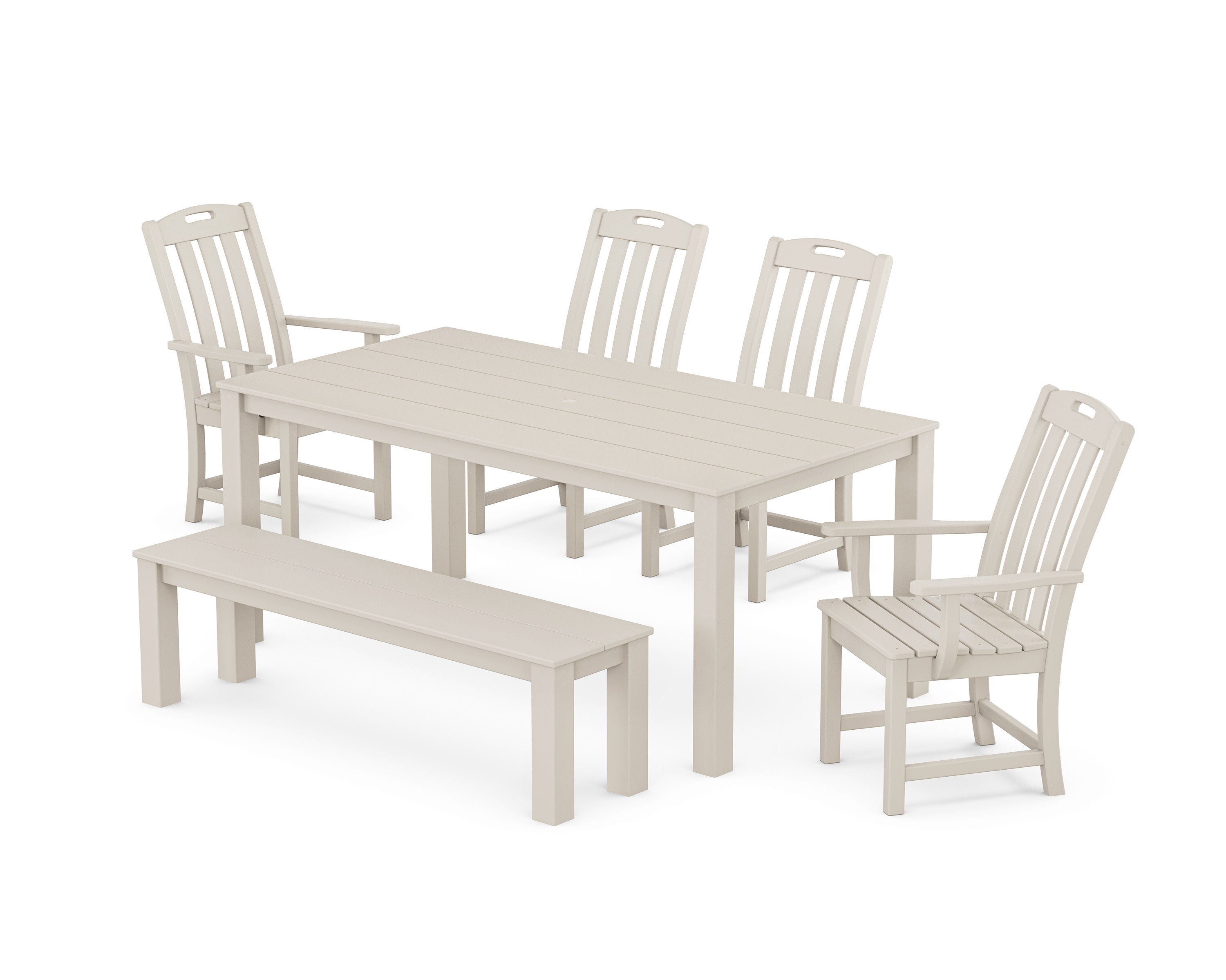 Yacht Club 6-Piece Parsons Dining Set with Bench