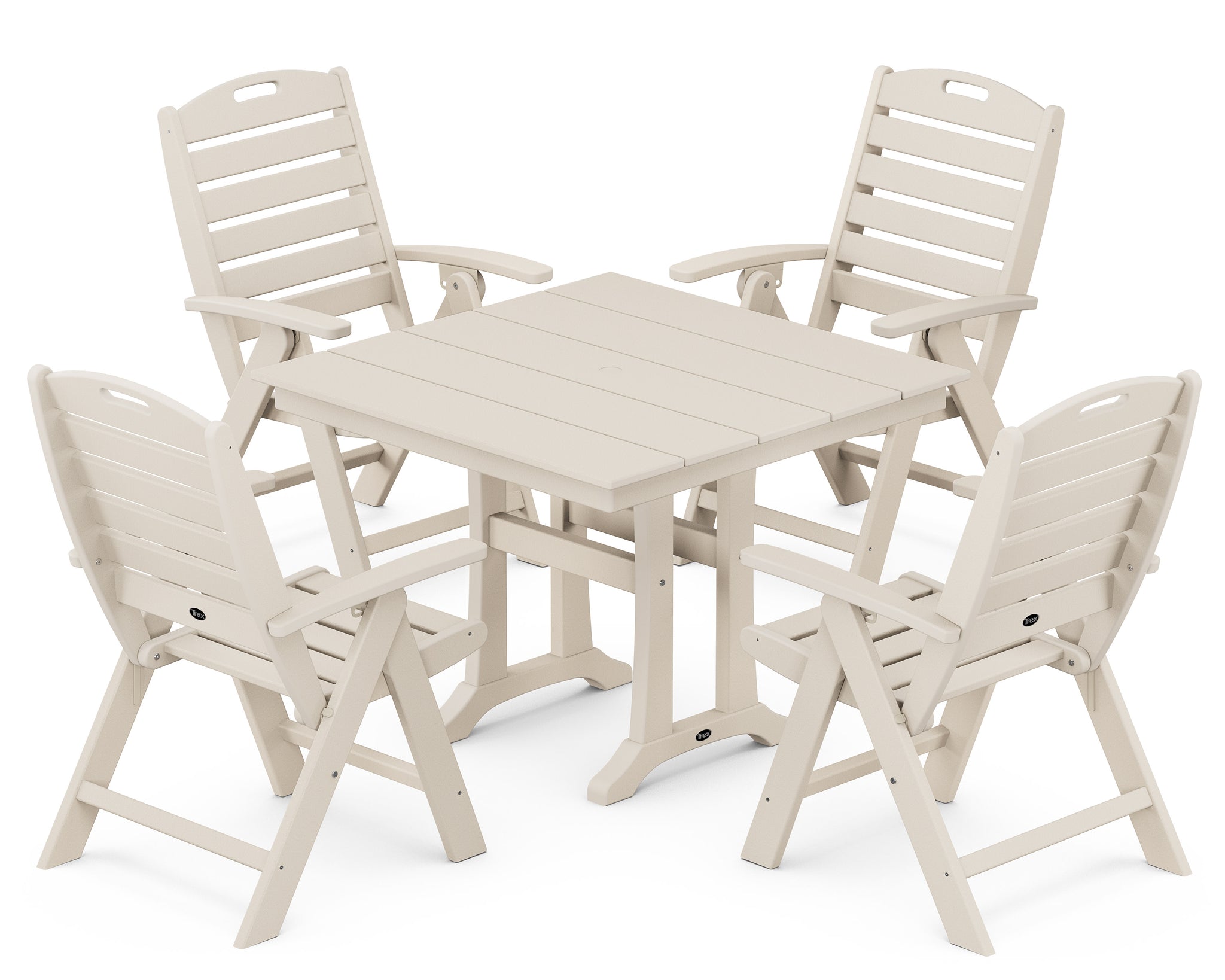 Yacht Club Highback 5-Piece Farmhouse Trestle Dining Set