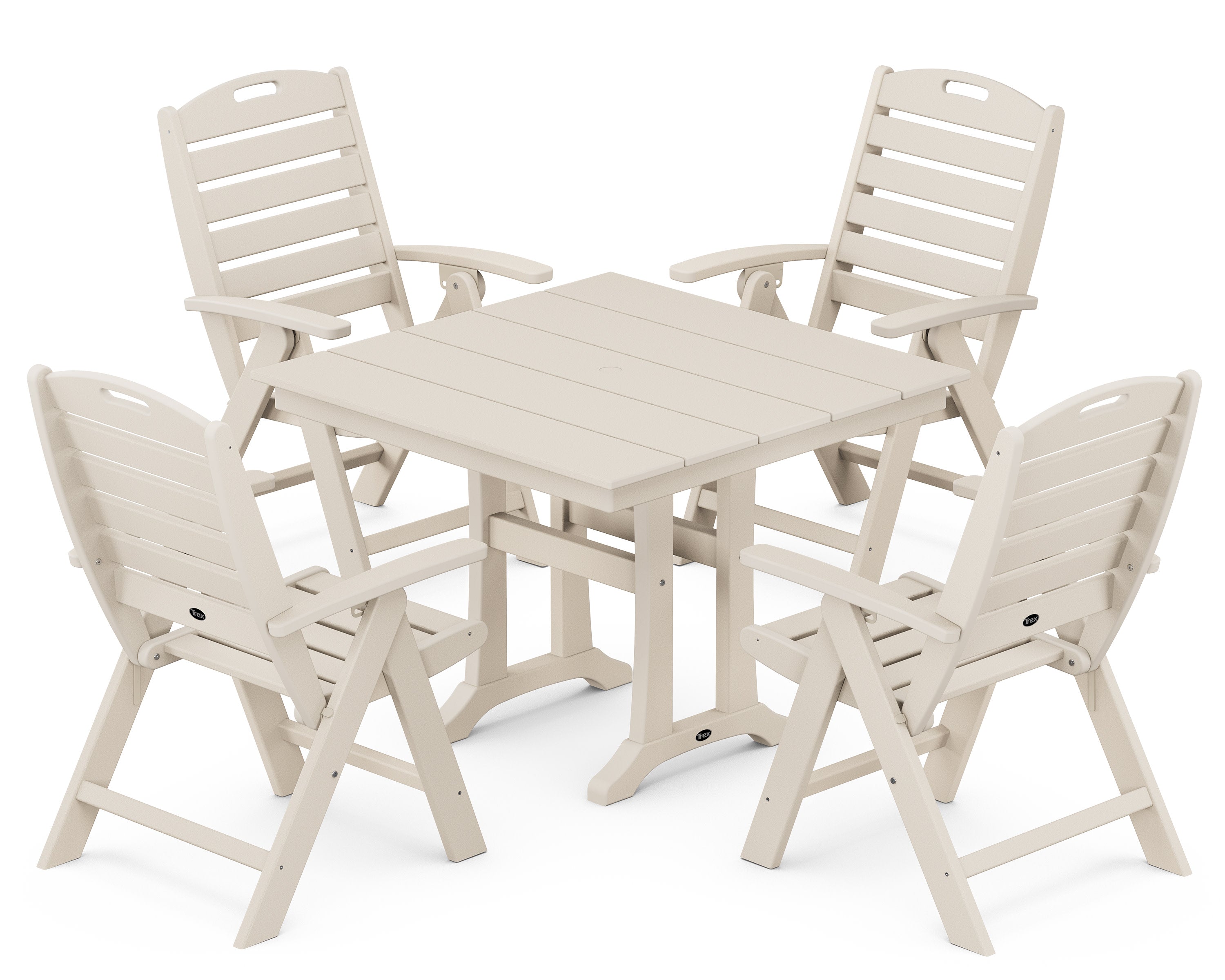 Yacht Club Highback 5-Piece Farmhouse Trestle Dining Set