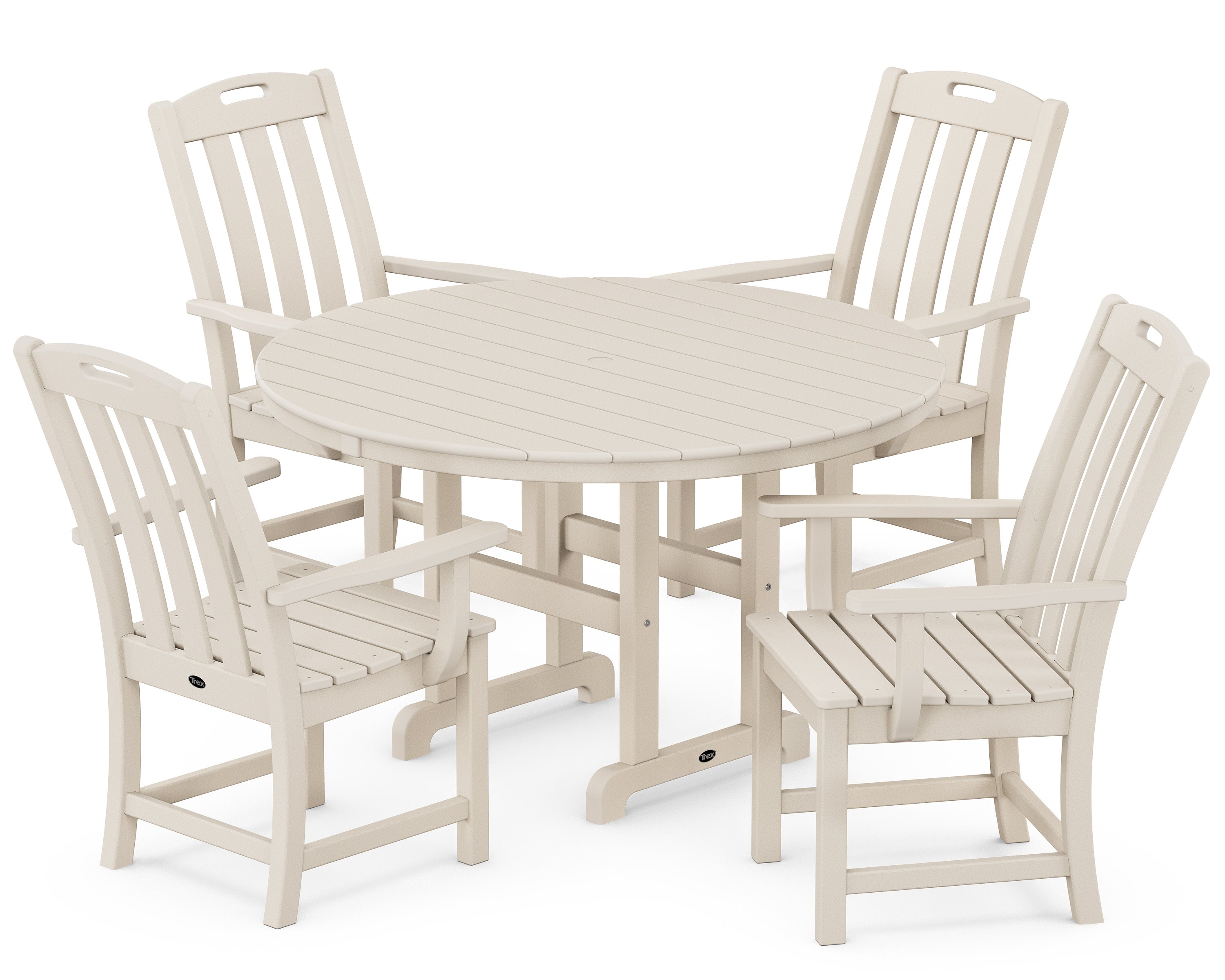 Yacht Club 5-Piece Round Arm Chair Dining Set