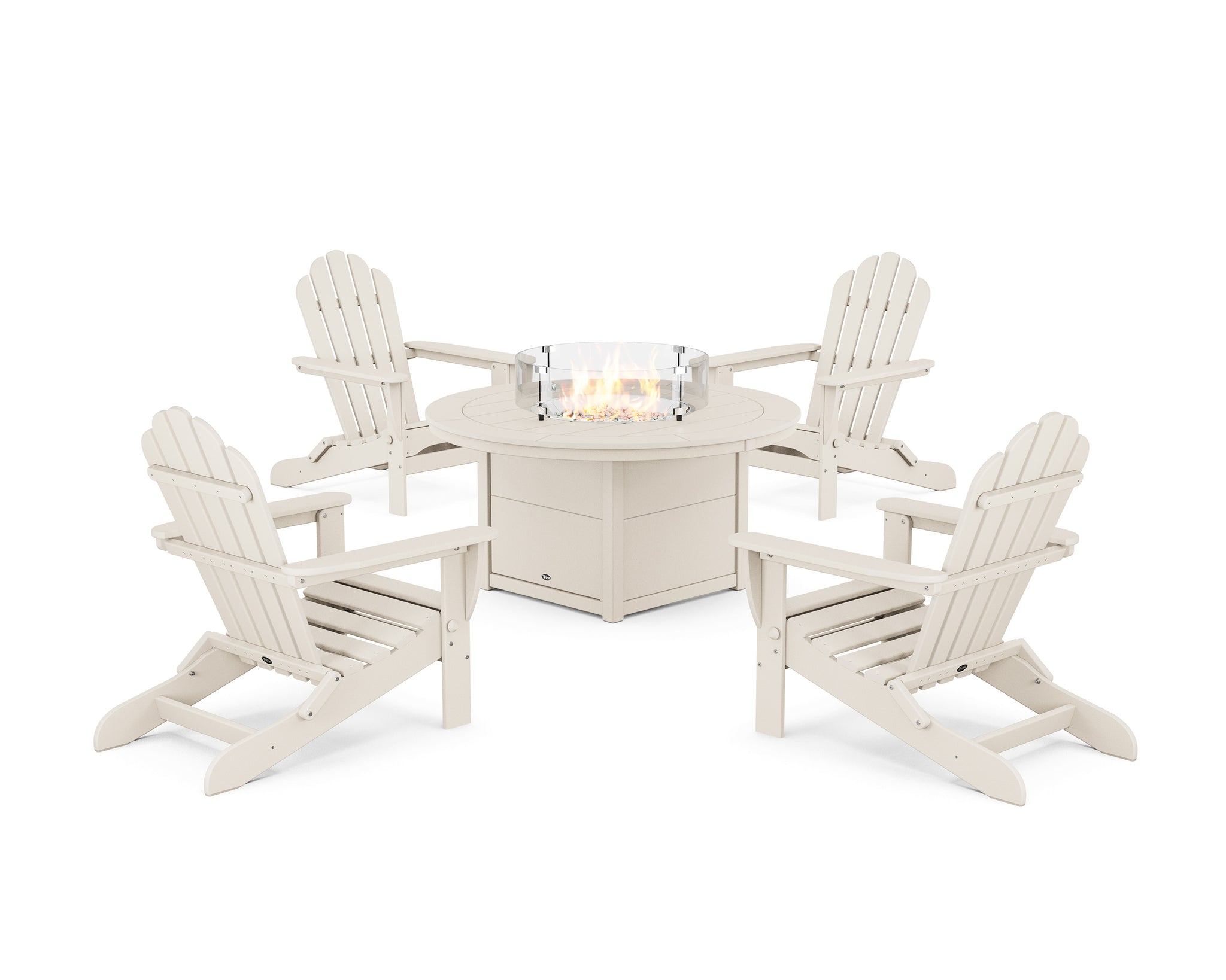 5-Piece Monterey Bay Folding Adirondack Conversation Set with Fire Pit Table