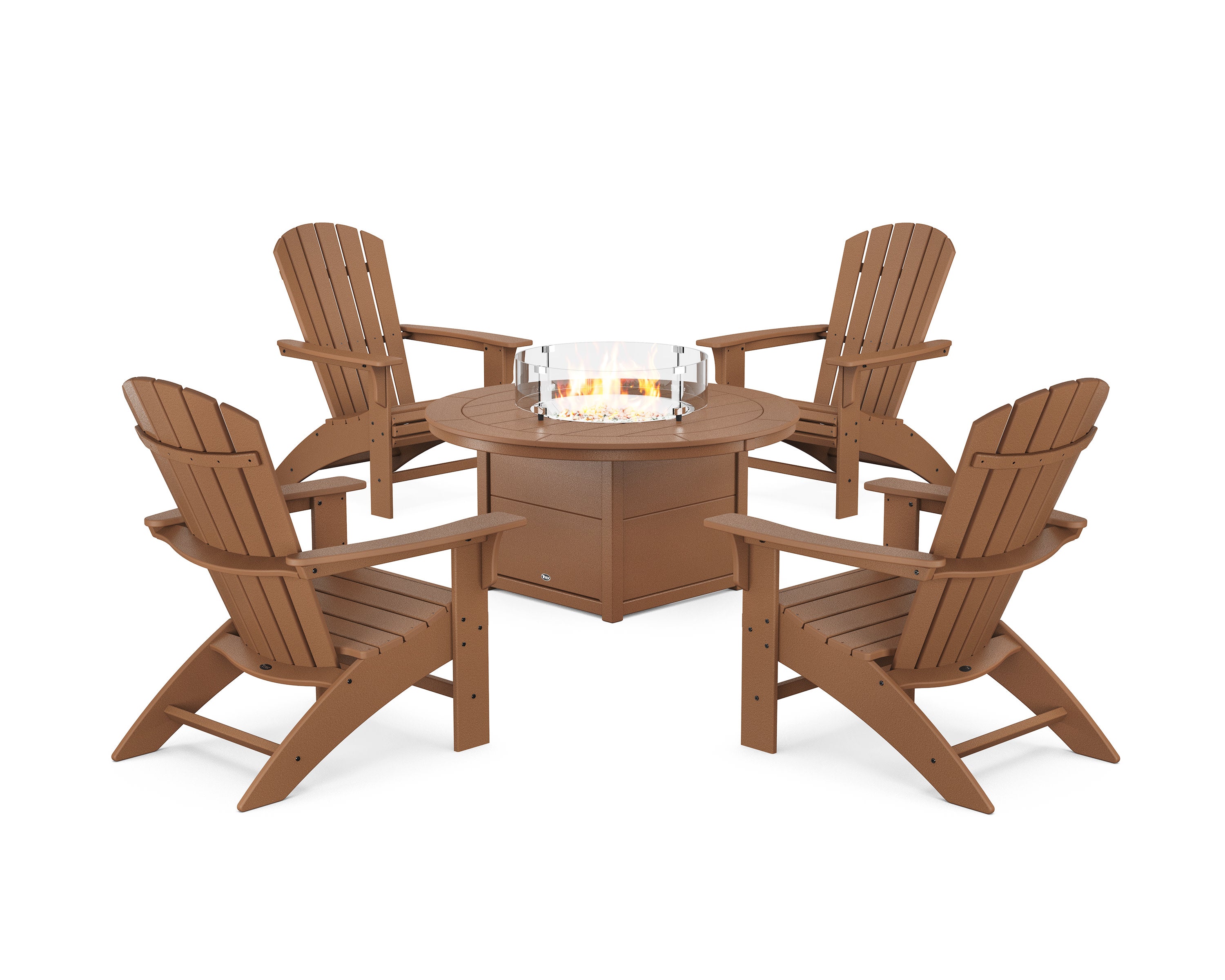 Yacht Club Adirondack 5-Piece Set with Round Fire Pit Table