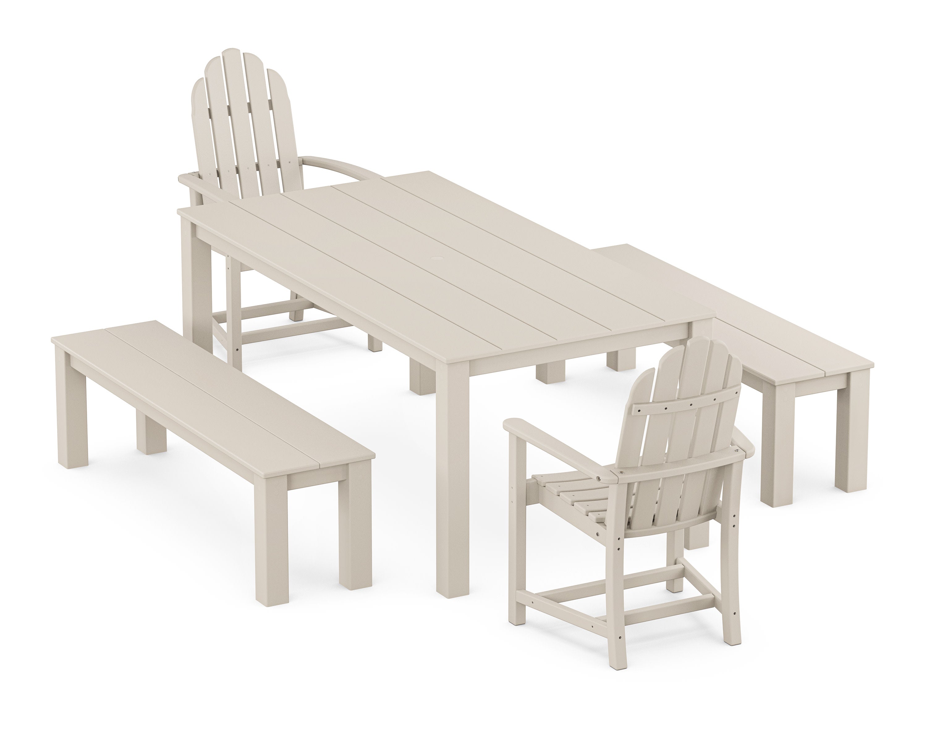 Cape Cod Adirondack 5-Piece Parsons Dining Set with Benches