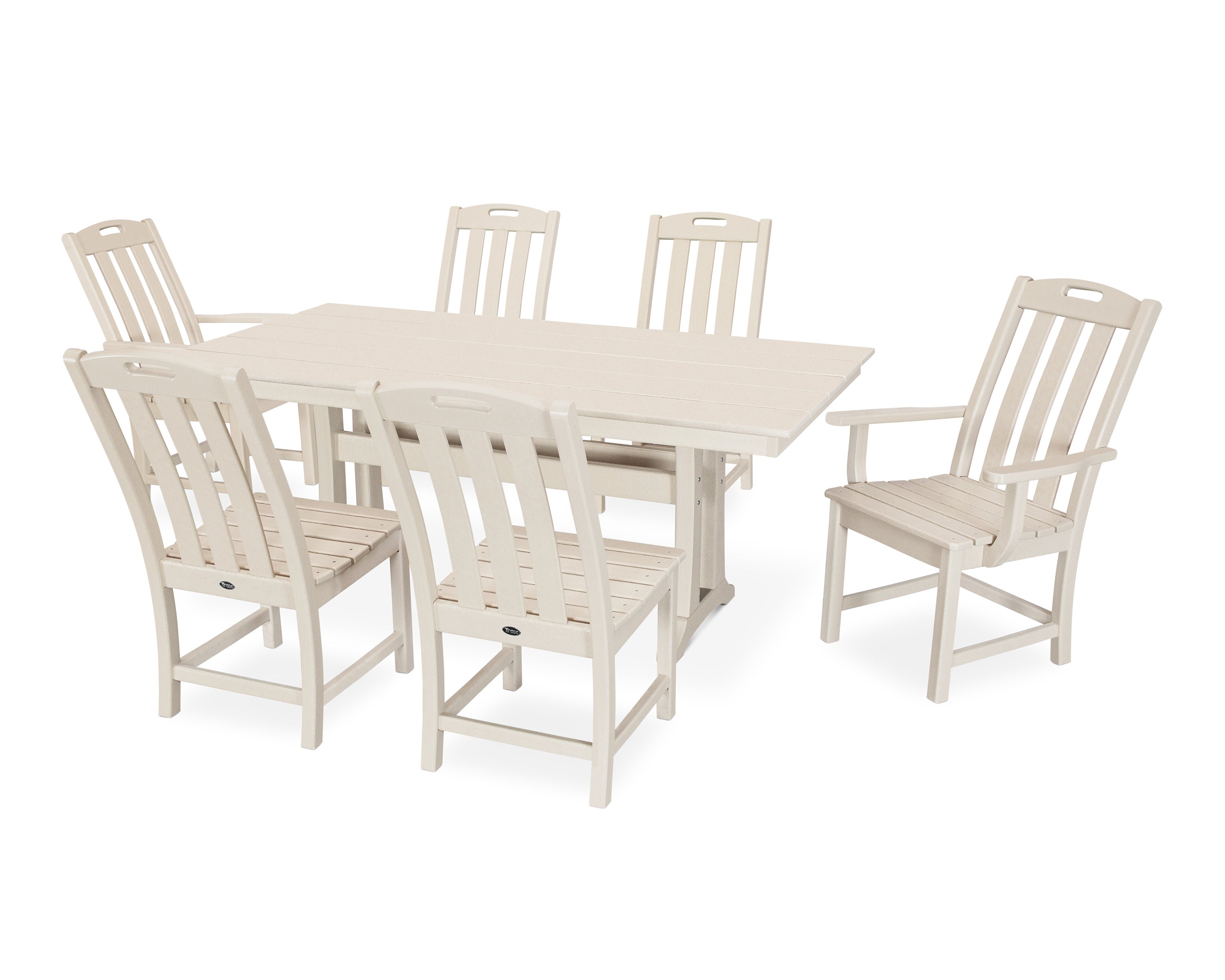 Yacht Club 7-Piece Farmhouse Trestle Dining Set