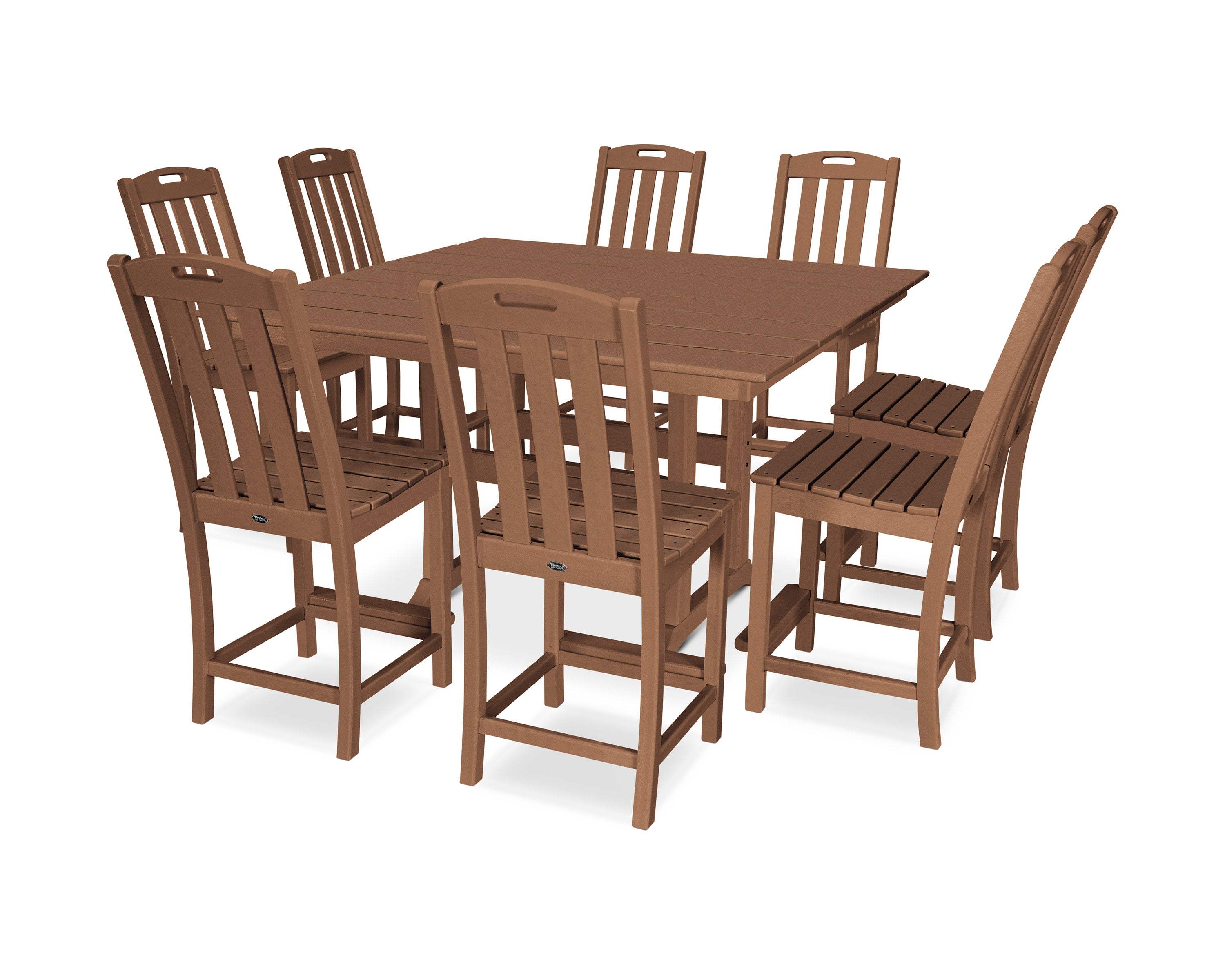 Yacht Club 9-Piece Farmhouse Trestle Side Chair Counter Set
