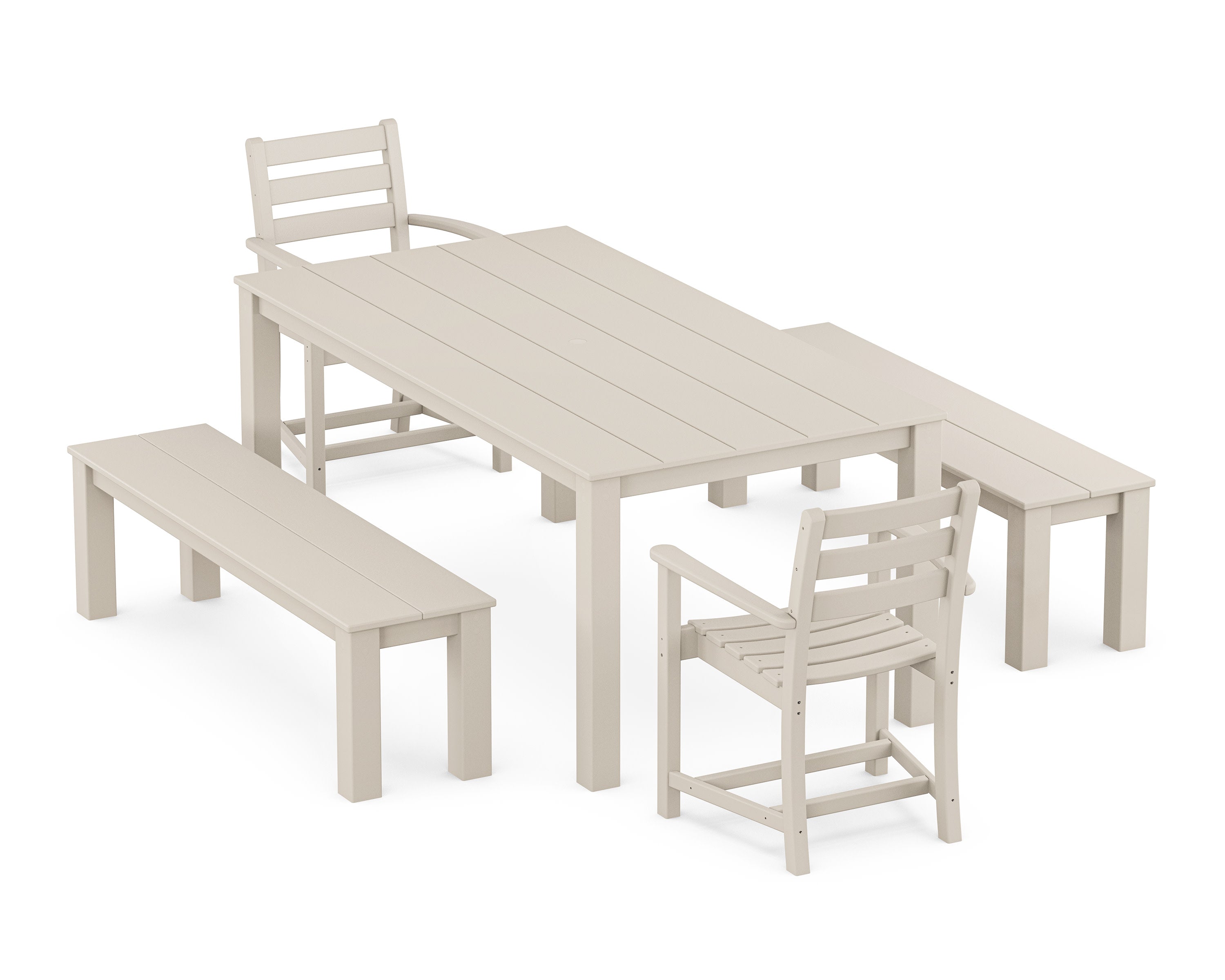 Monterey Bay 5-Piece Parsons Dining Set with Benches