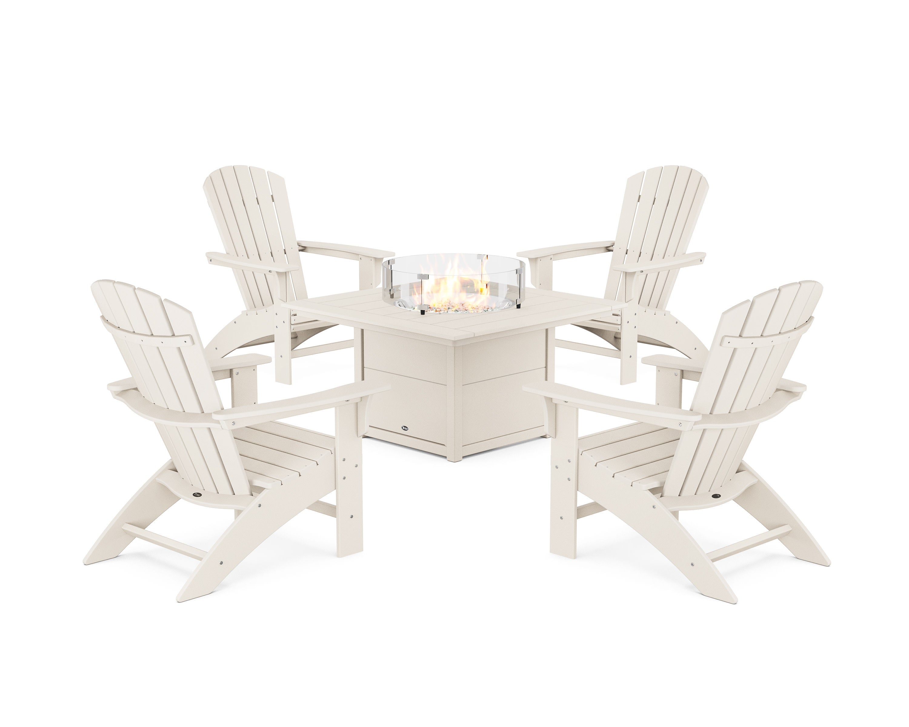 Yacht Club Adirondack 5-Piece Set with Square Fire Pit Table