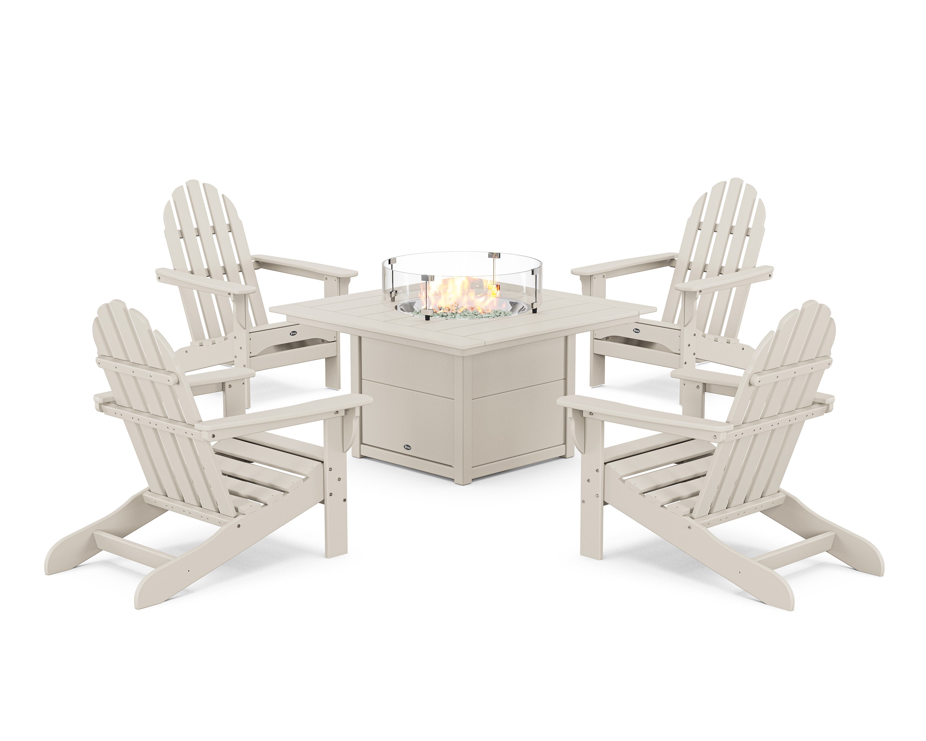 Cape Cod Adirondack 5-Piece Set with Square Fire Pit Table