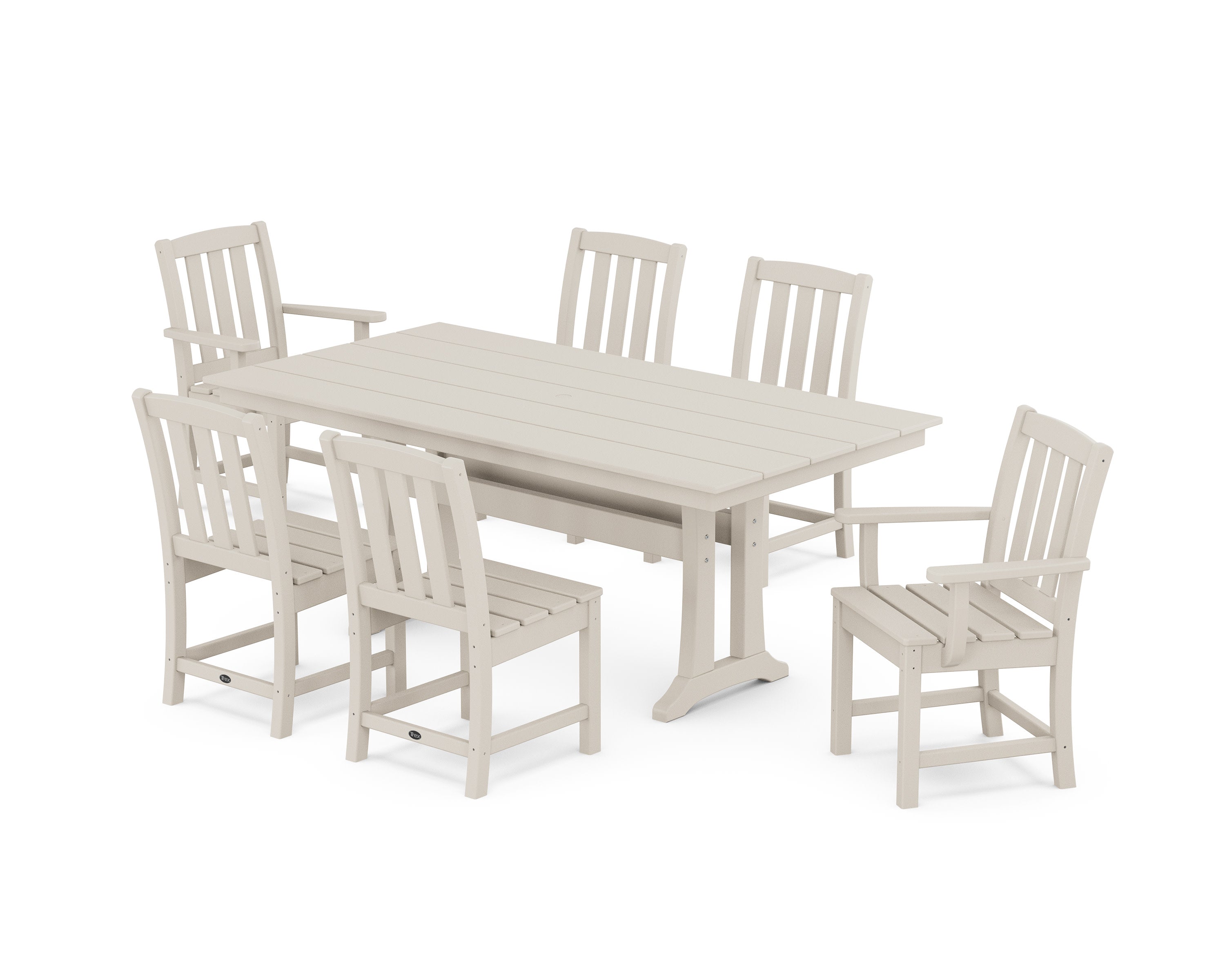 Cape Cod 7-Piece Farmhouse Dining Set with Trestle Legs