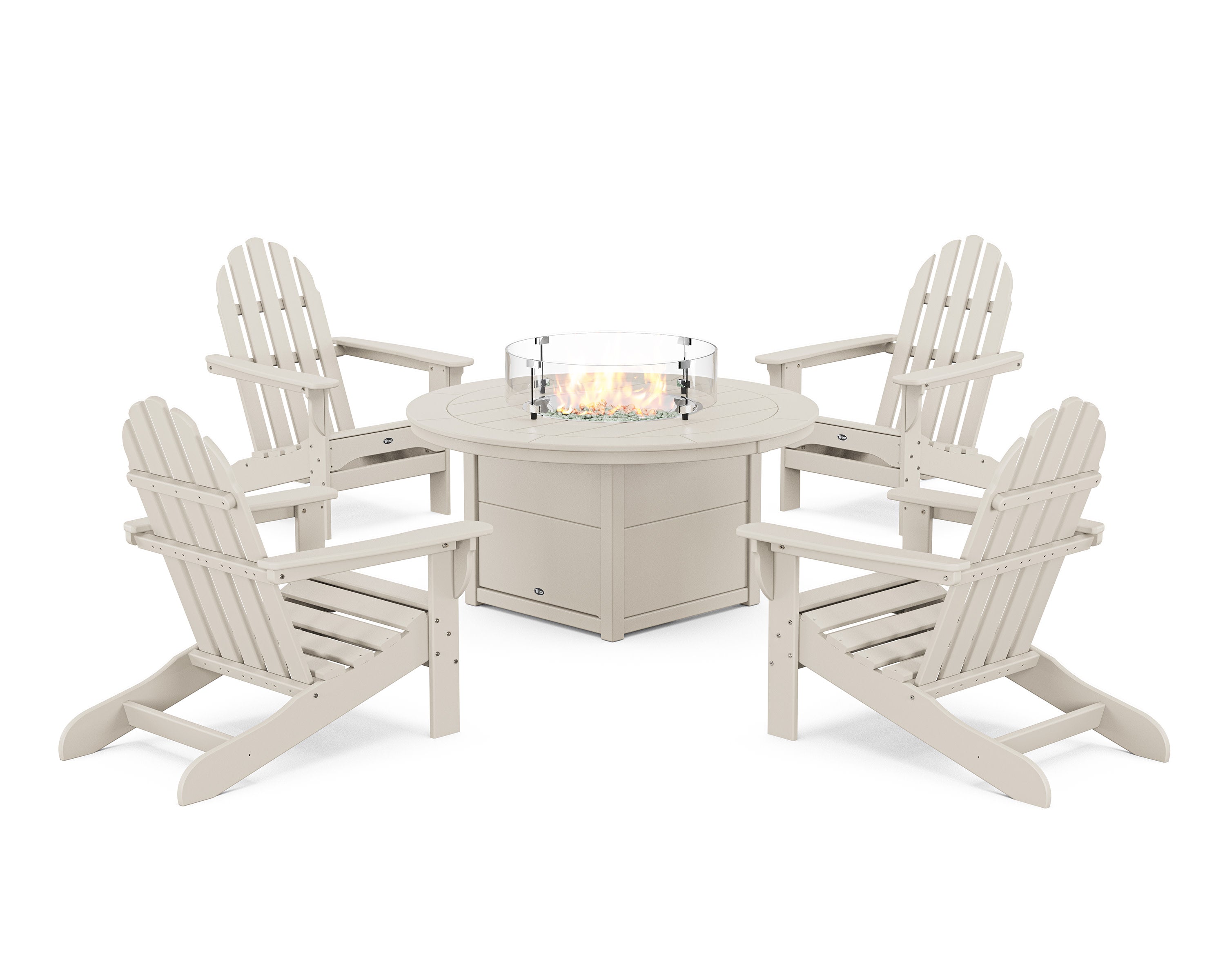 Cape Cod Adirondack 5-Piece Set with Round Fire Pit Table