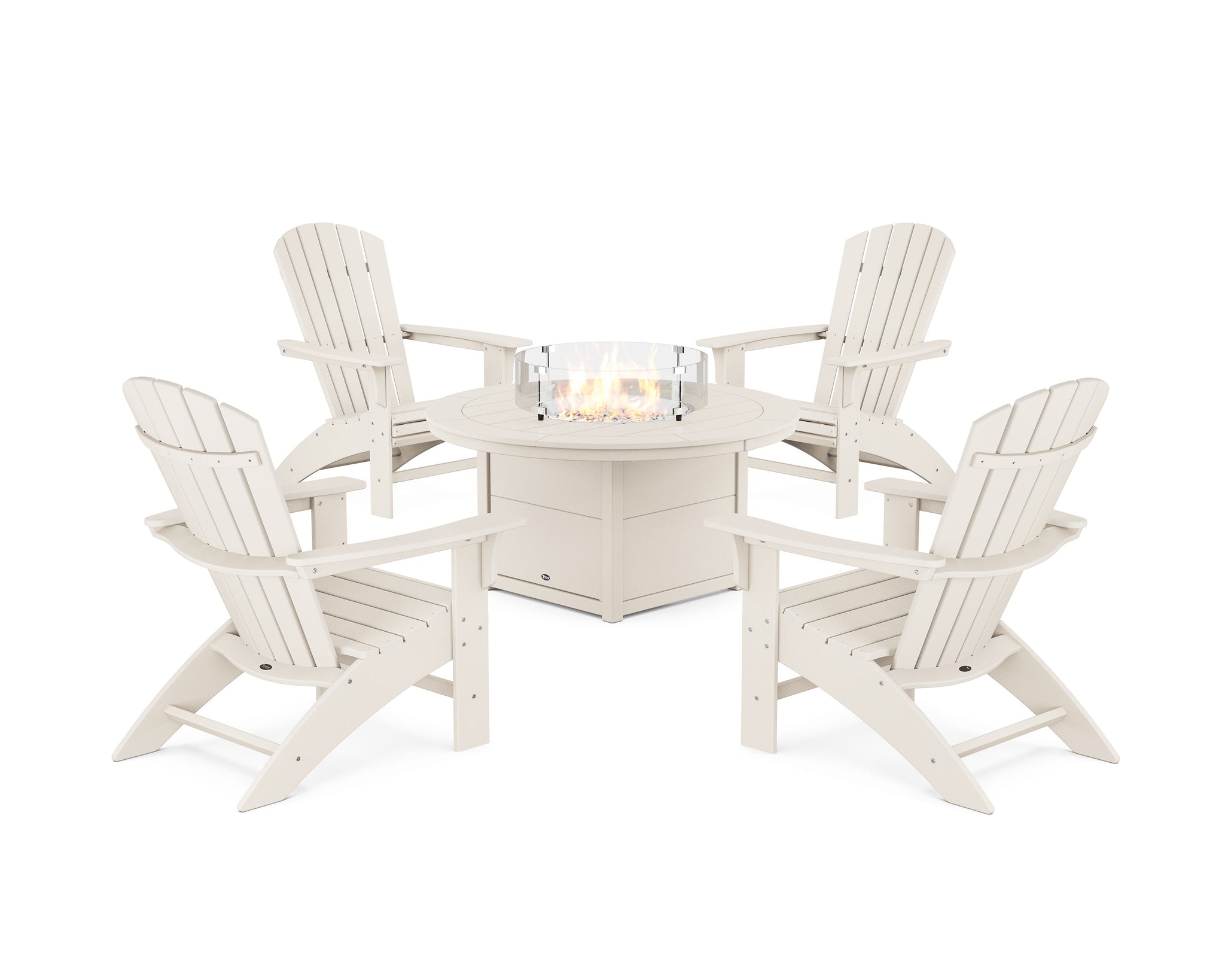 Yacht Club Adirondack 5-Piece Set with Round Fire Pit Table
