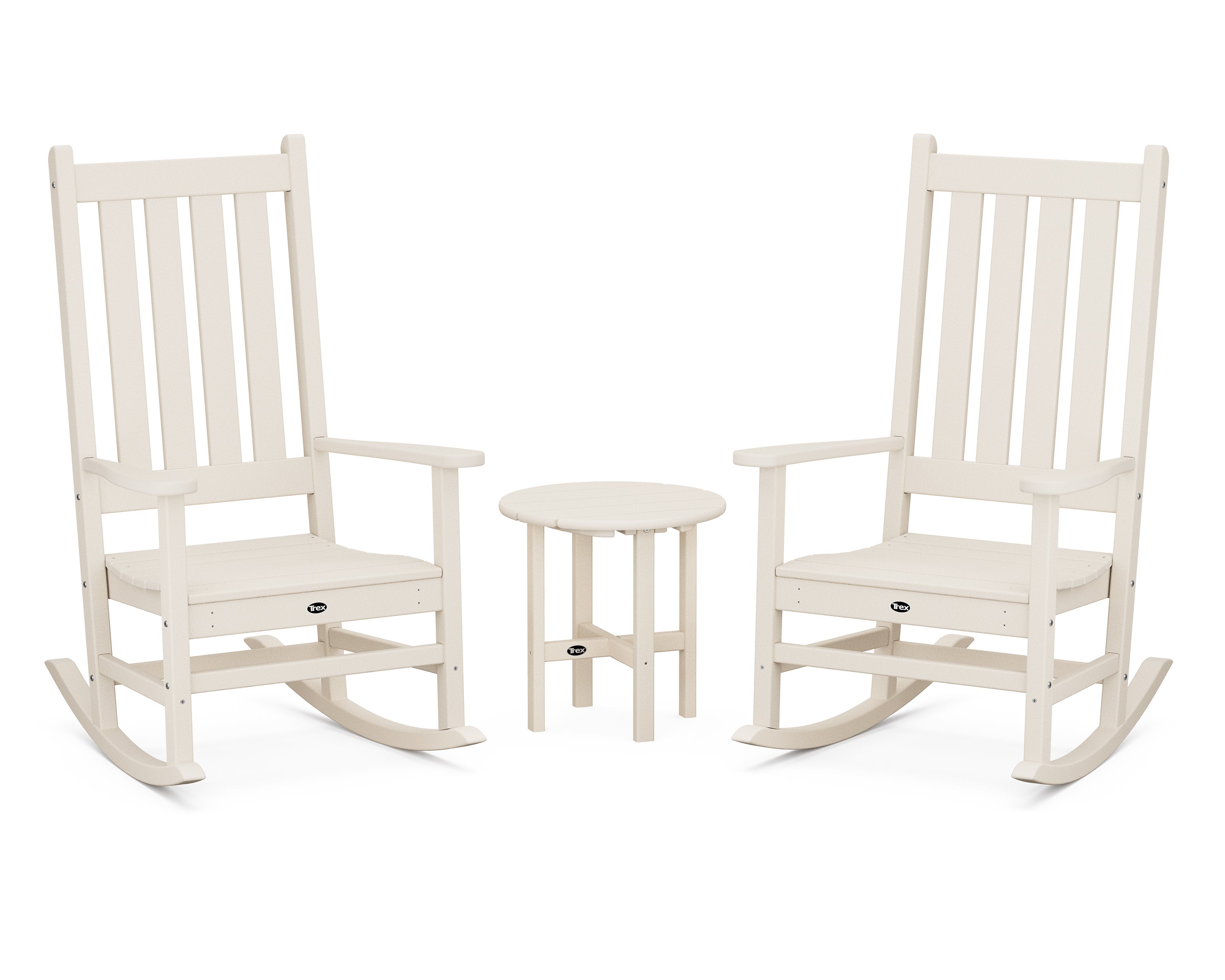 Cape Cod 3-Piece Porch Rocking Chair Set with Cape Cod Round 18" Side Table