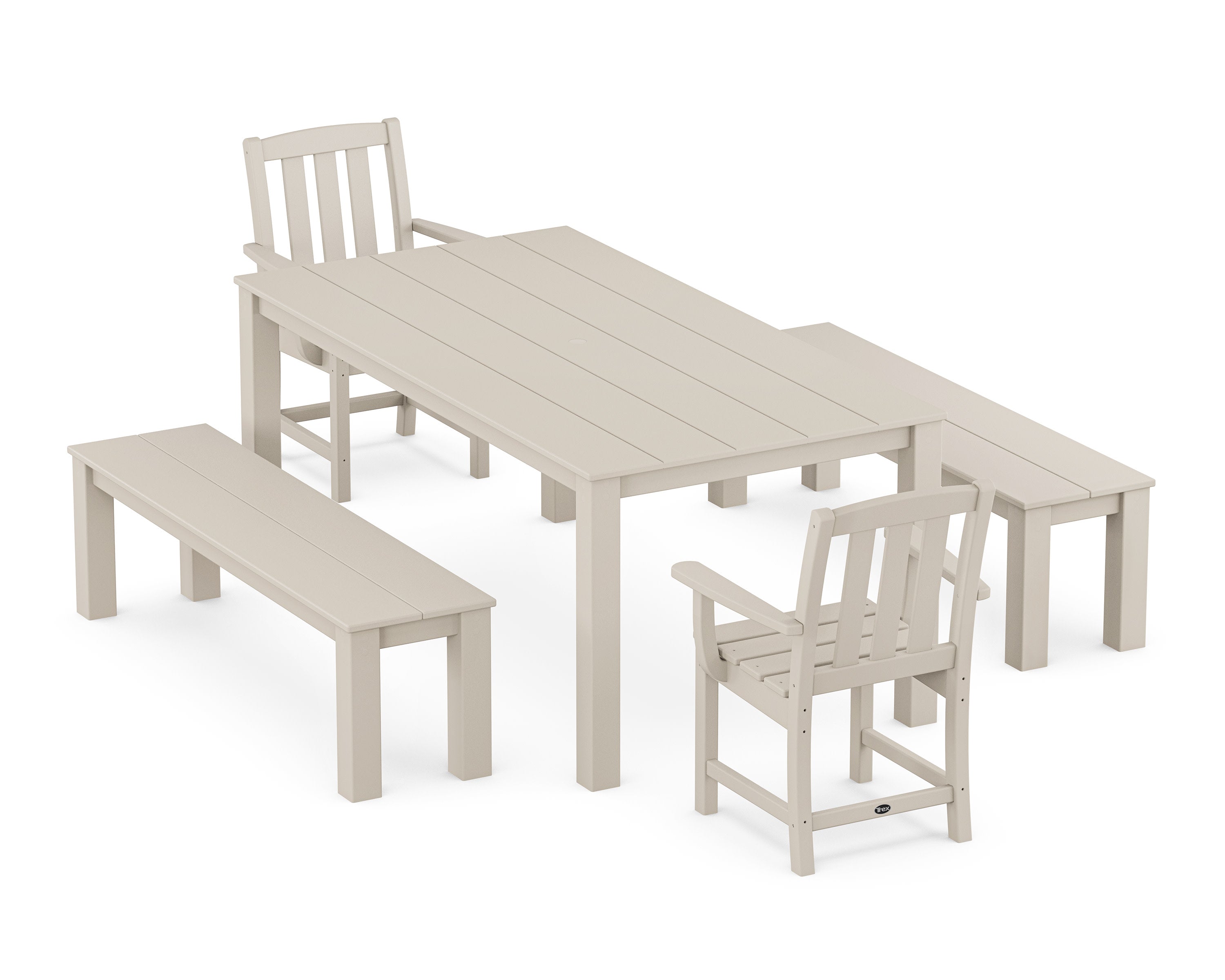 Cape Cod 5-Piece Parsons Dining Set with Benches