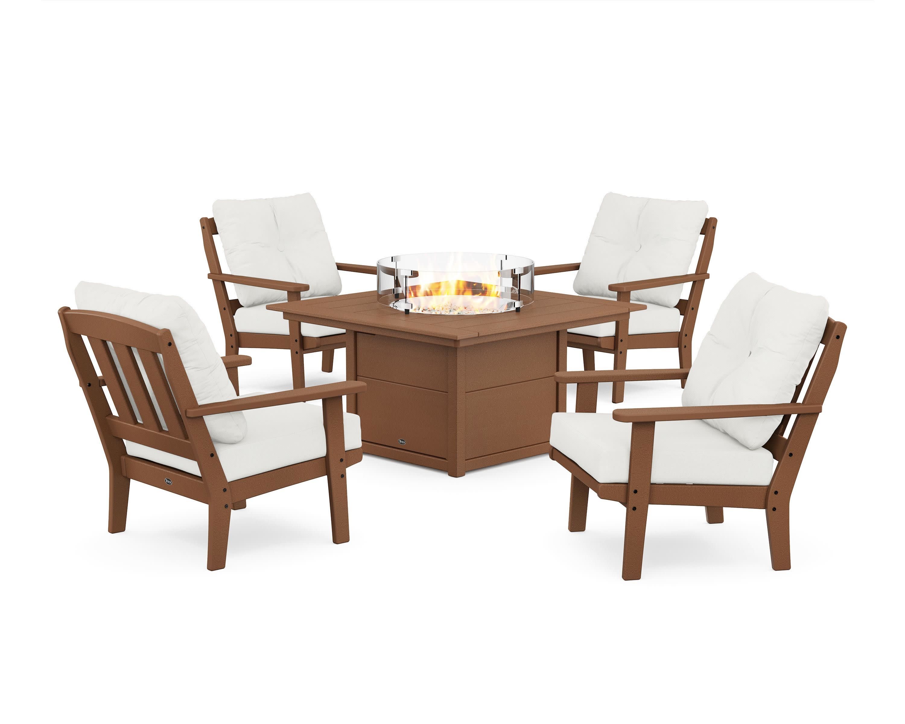 Cape Cod 5-Piece Deep Seating Set with Fire Pit Table