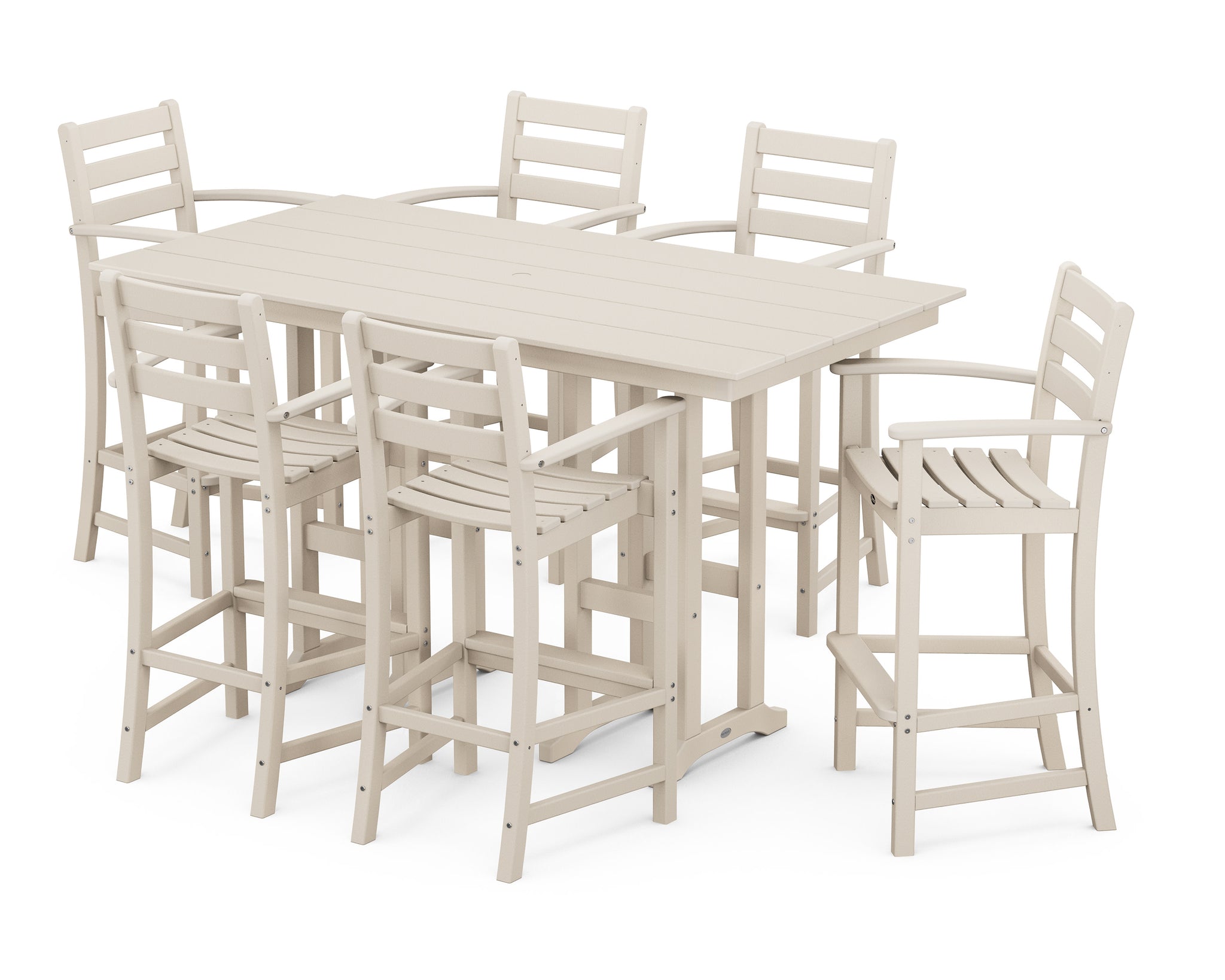 Monterey Bay 7-Piece Farmhouse Arm Chair Bar Set