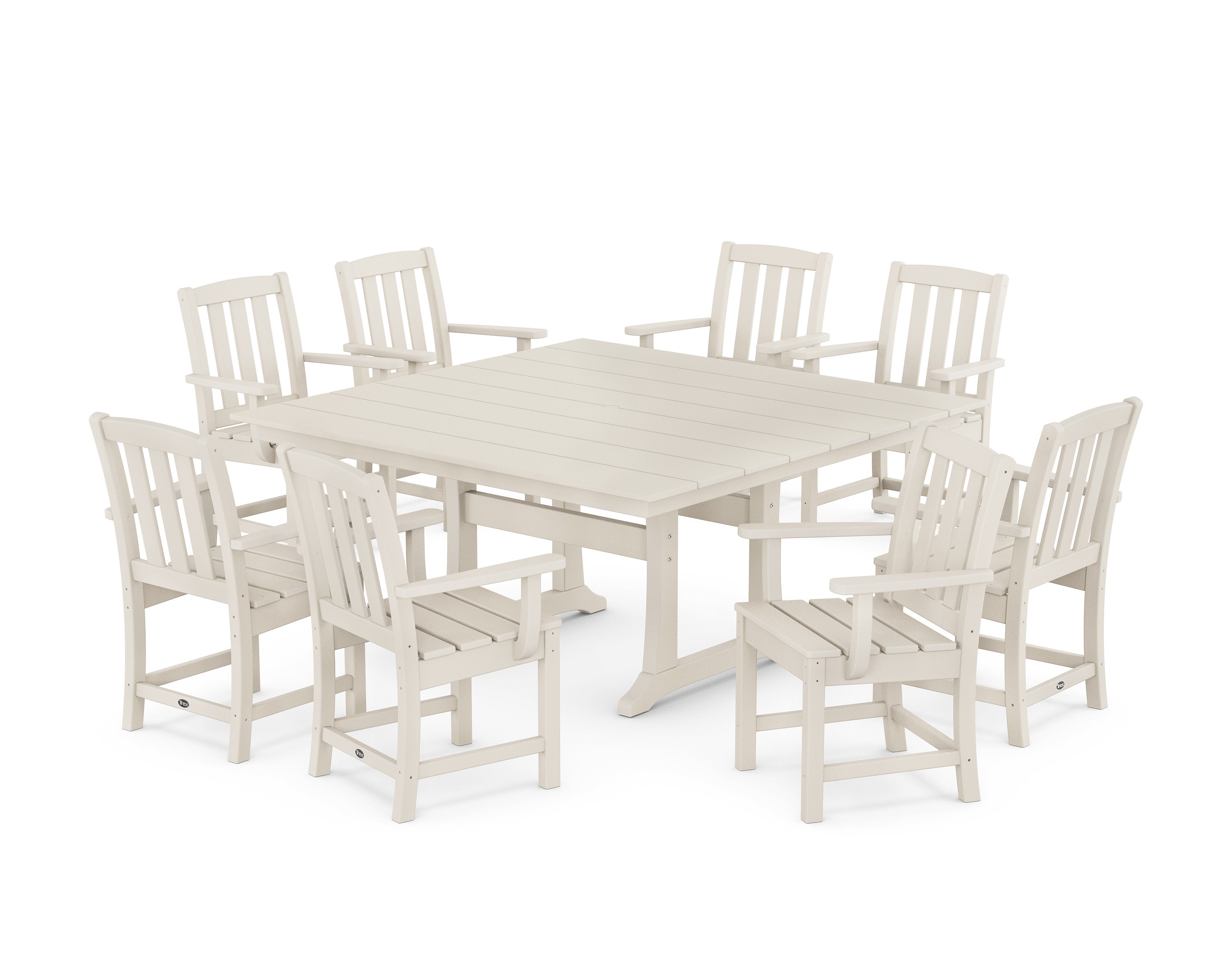 Cape Cod 9-Piece Square Farmhouse Dining Set with Trestle Legs