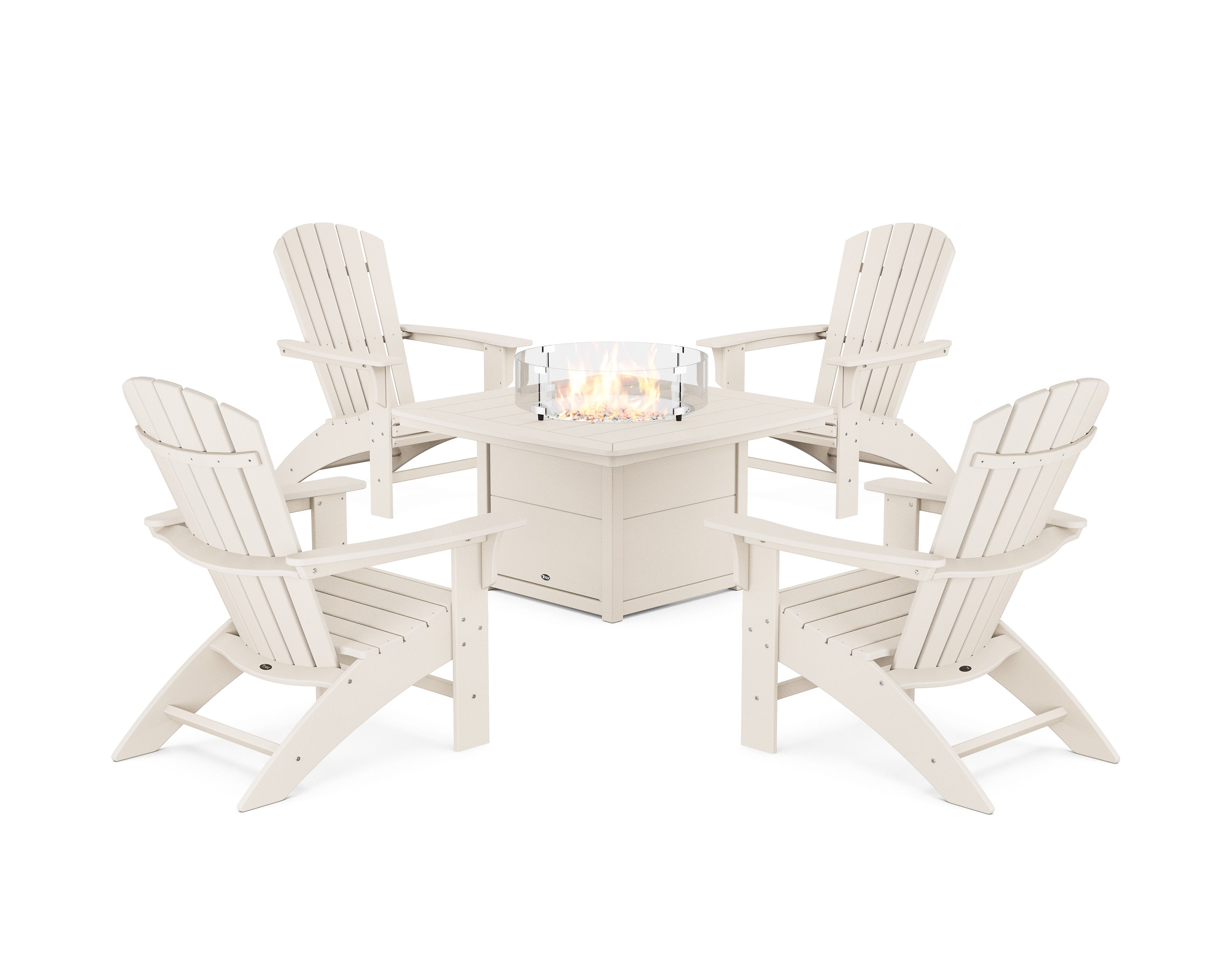 Yacht Club Adirondack 5-Piece Set with Fire Pit Table