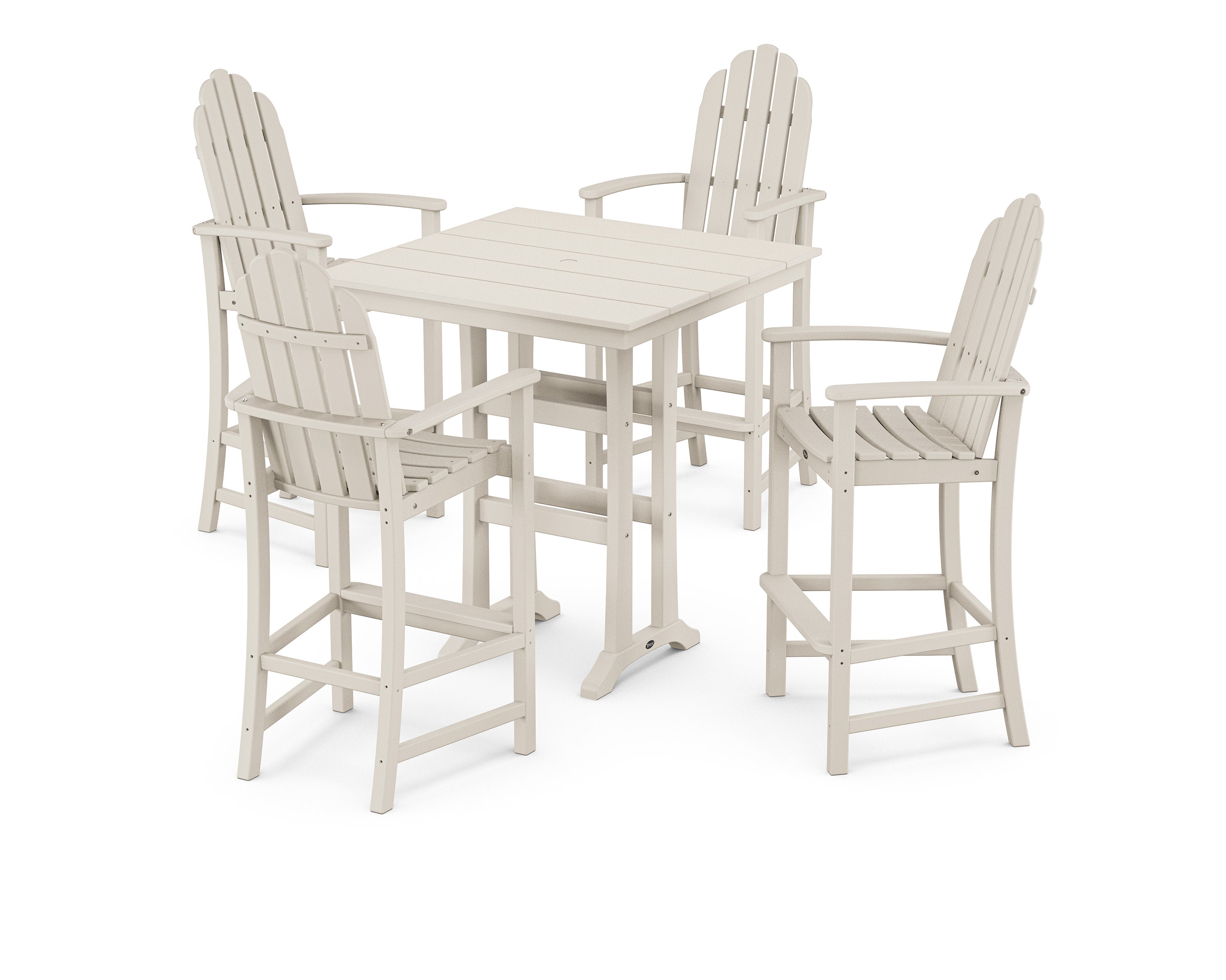 Yacht Club 5-Piece Farmhouse Trestle Arm Chair Bar Set