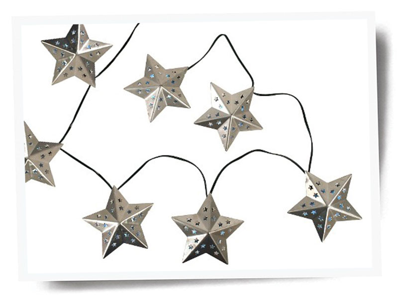 Galvanized metal star string cheap lights