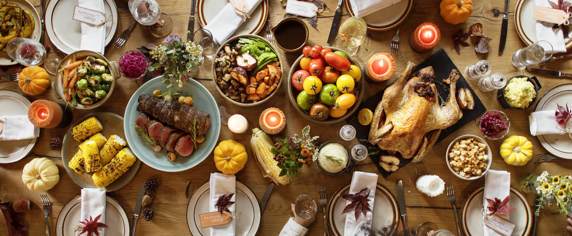 thanksgiving table in living room