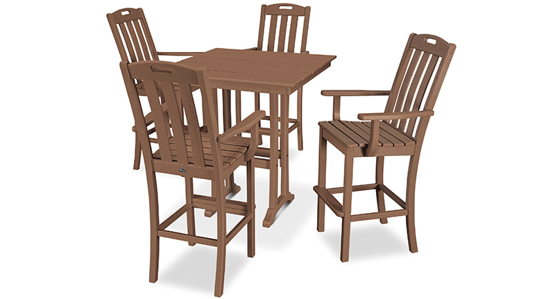 Yacht Club 5-Piece Farmhouse Trestle Arm Chair Bar Set