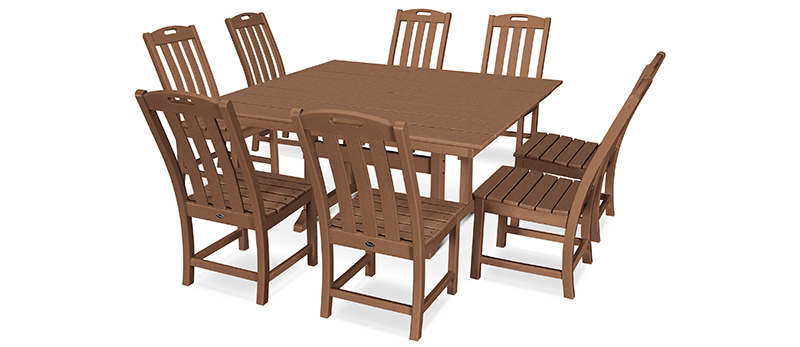 Yacht Club 9-Piece Farmhouse Trestle Side Chair Dining Set