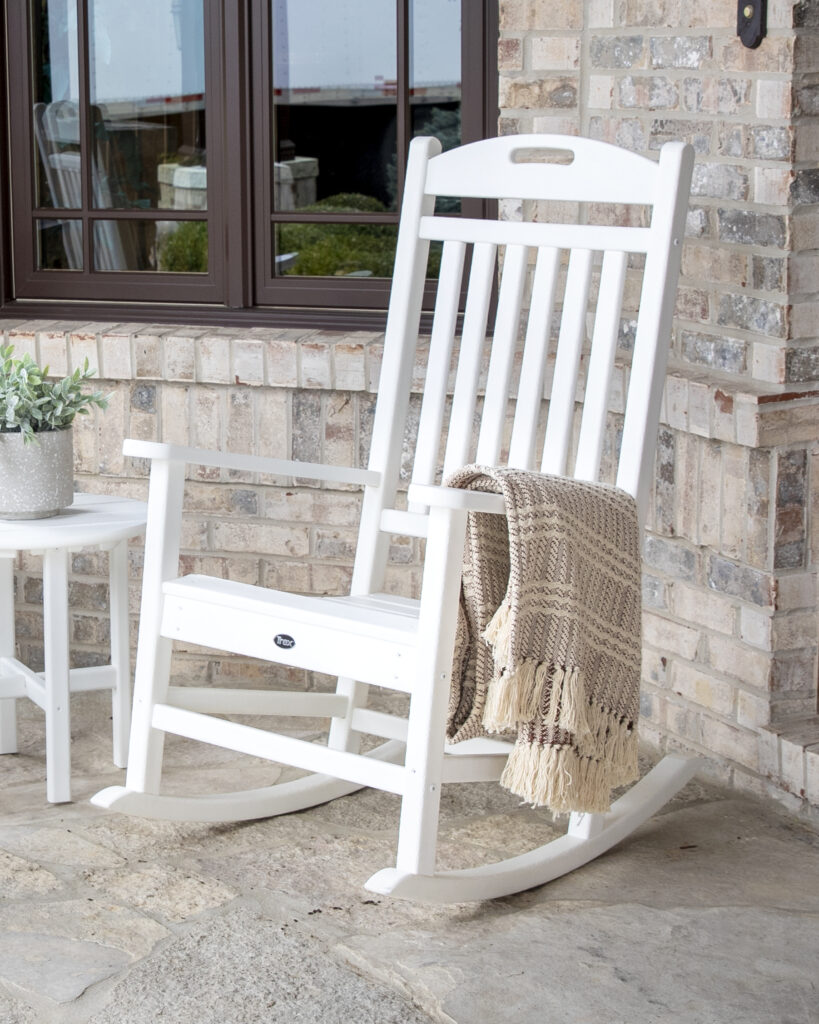 TREX Yacht Club Outdoor Rocking Chair in Classic White TREX Yacht Club Outdoor Rocking Chair in Classic White
