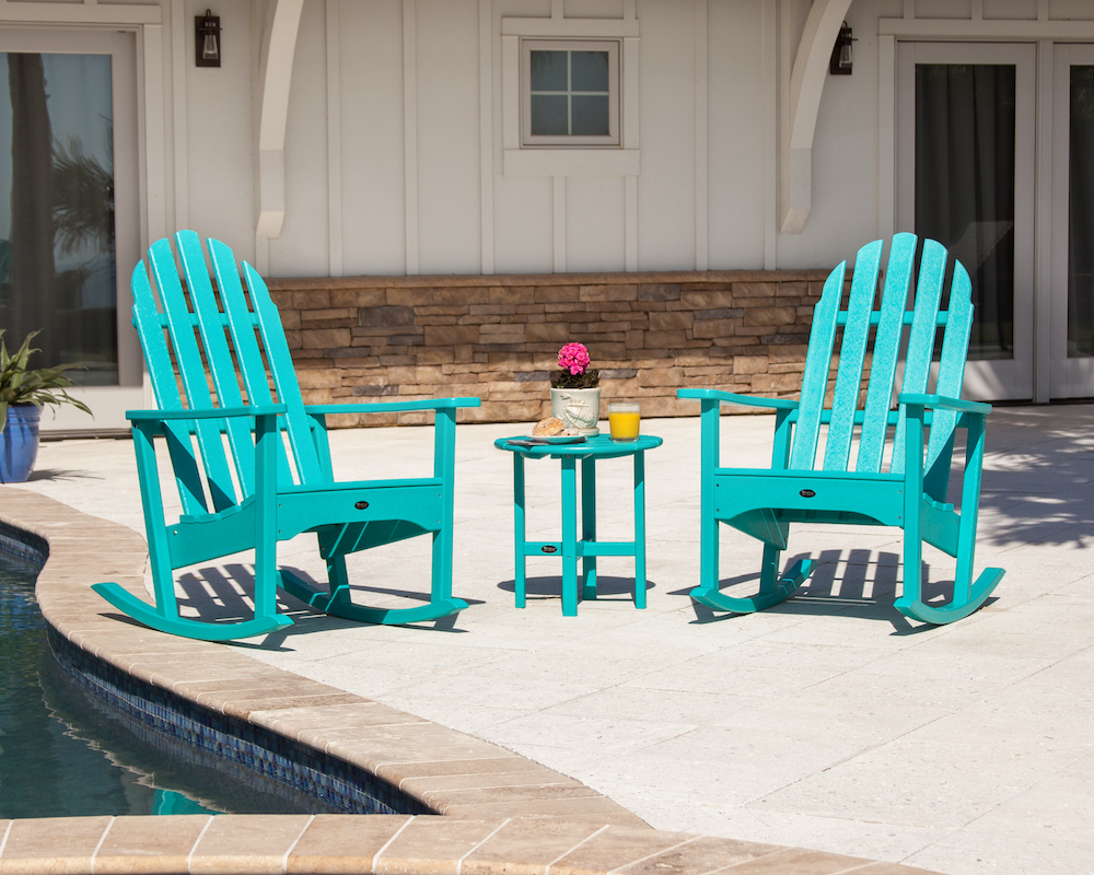 Trex Cape Cod 3-Piece Adirondack Rocker Set in Aruba Trex Cape Cod 3-Piece Adirondack Rocker Set in Aruba