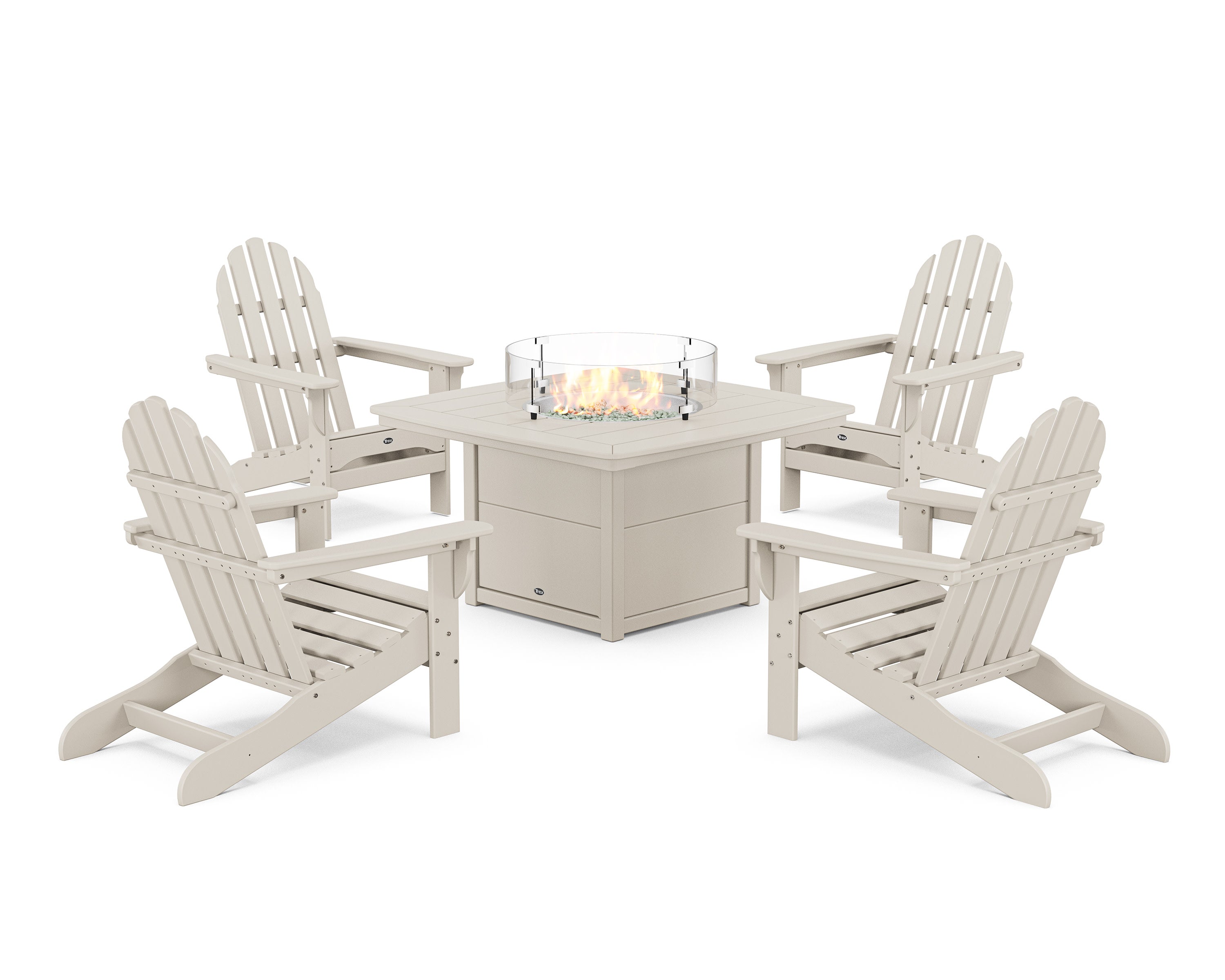 Cape Cod Adirondack 5-Piece Set with Yacht Club Fire Pit Table