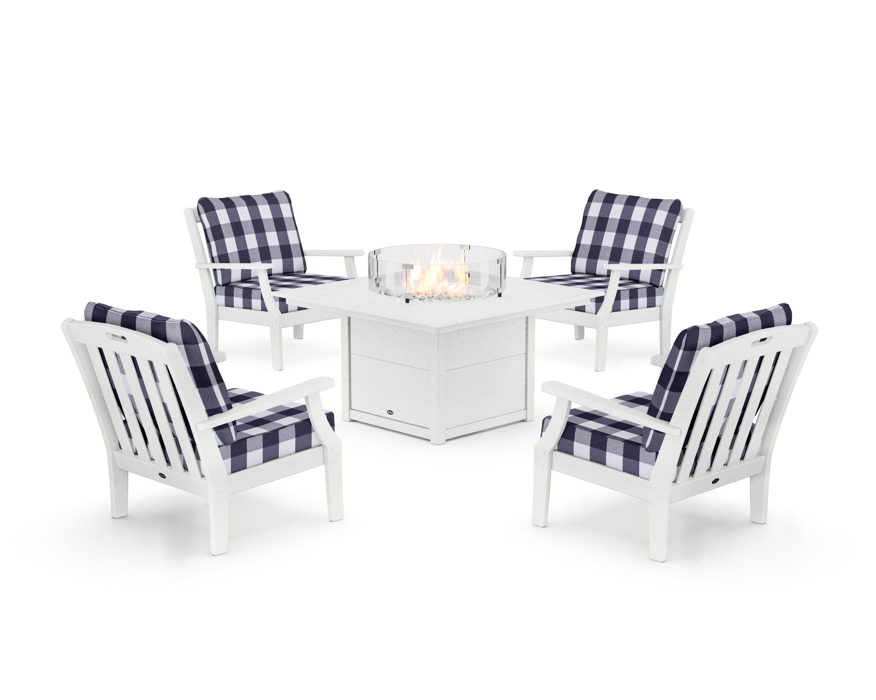 Yacht Club 5-Piece Deep Seating Set with Fire Pit Table