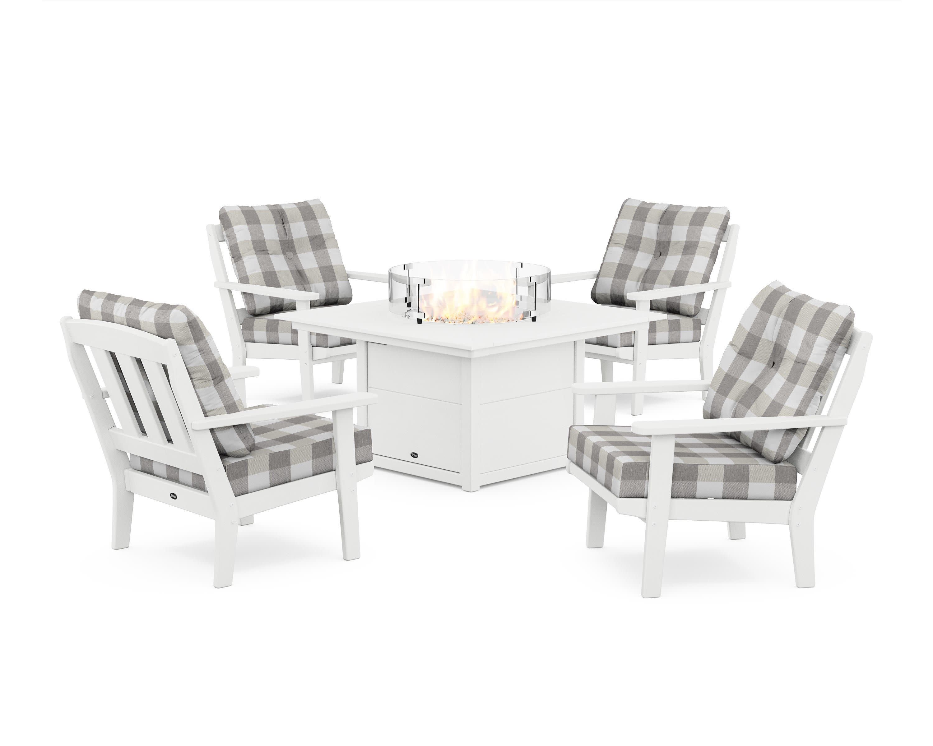 Cape Cod 5-Piece Deep Seating Set with Fire Pit Table
