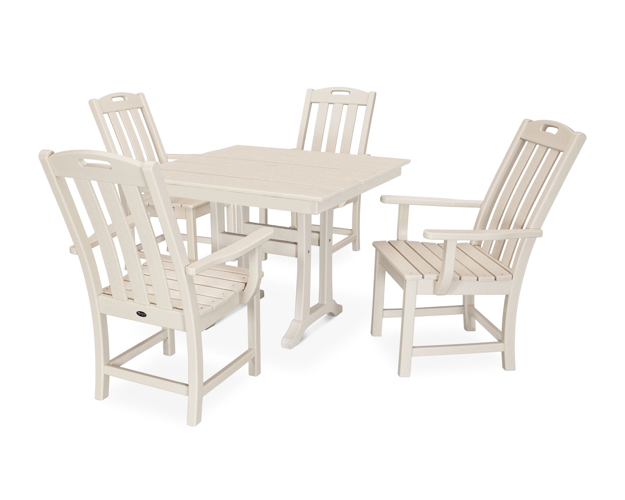 Yacht Club 5-Piece Farmhouse Trestle Arm Chair Dining Set