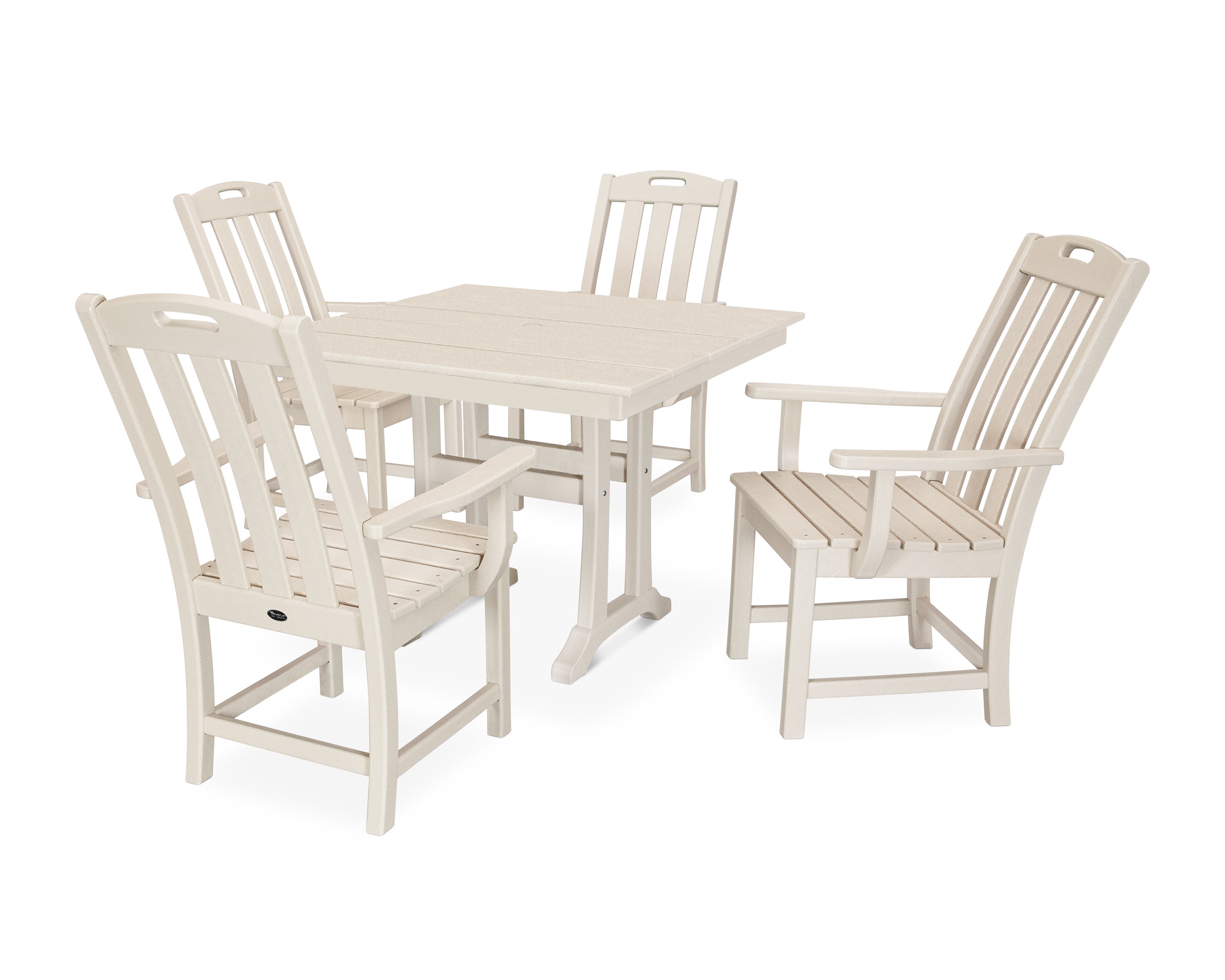 Yacht Club 5-Piece Farmhouse Trestle Arm Chair Dining Set