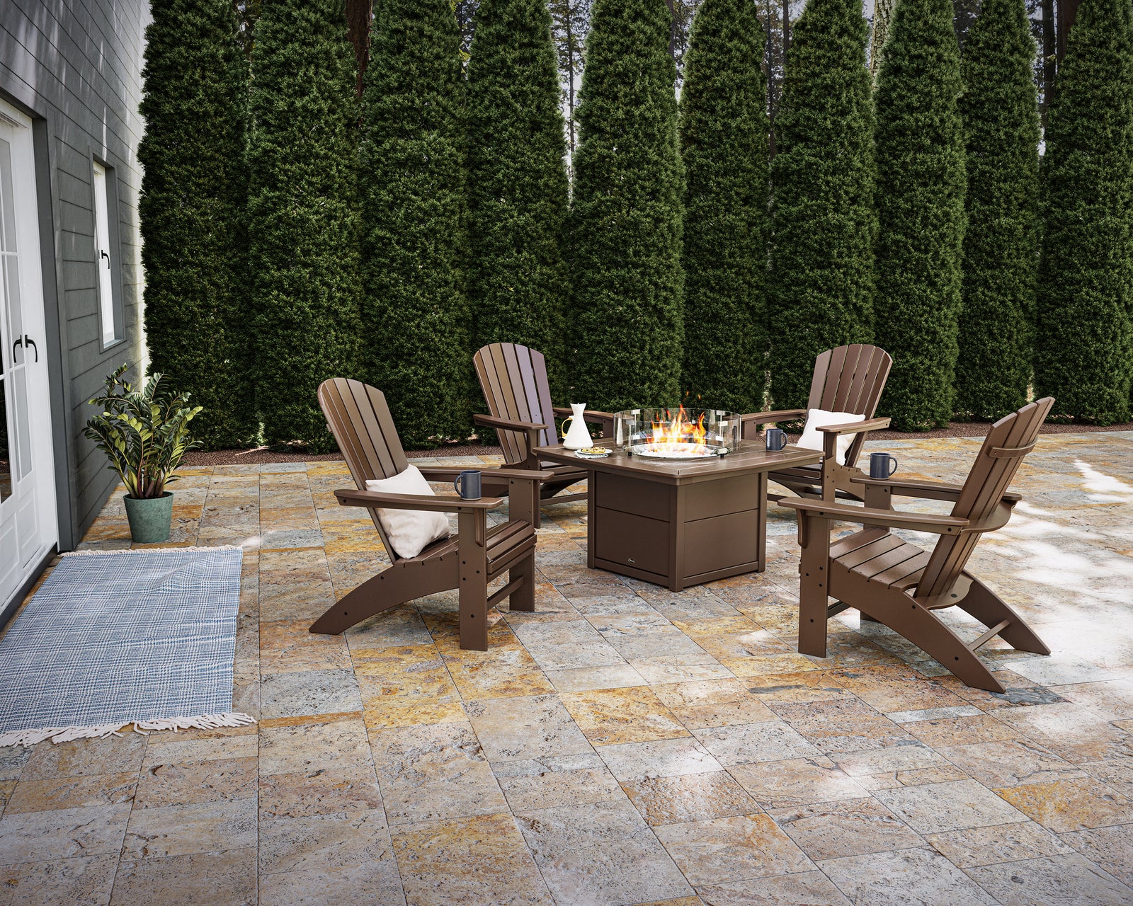 Polywood Piece Outdoor Patio Set With Fire Pit POLYWOOD Modern
