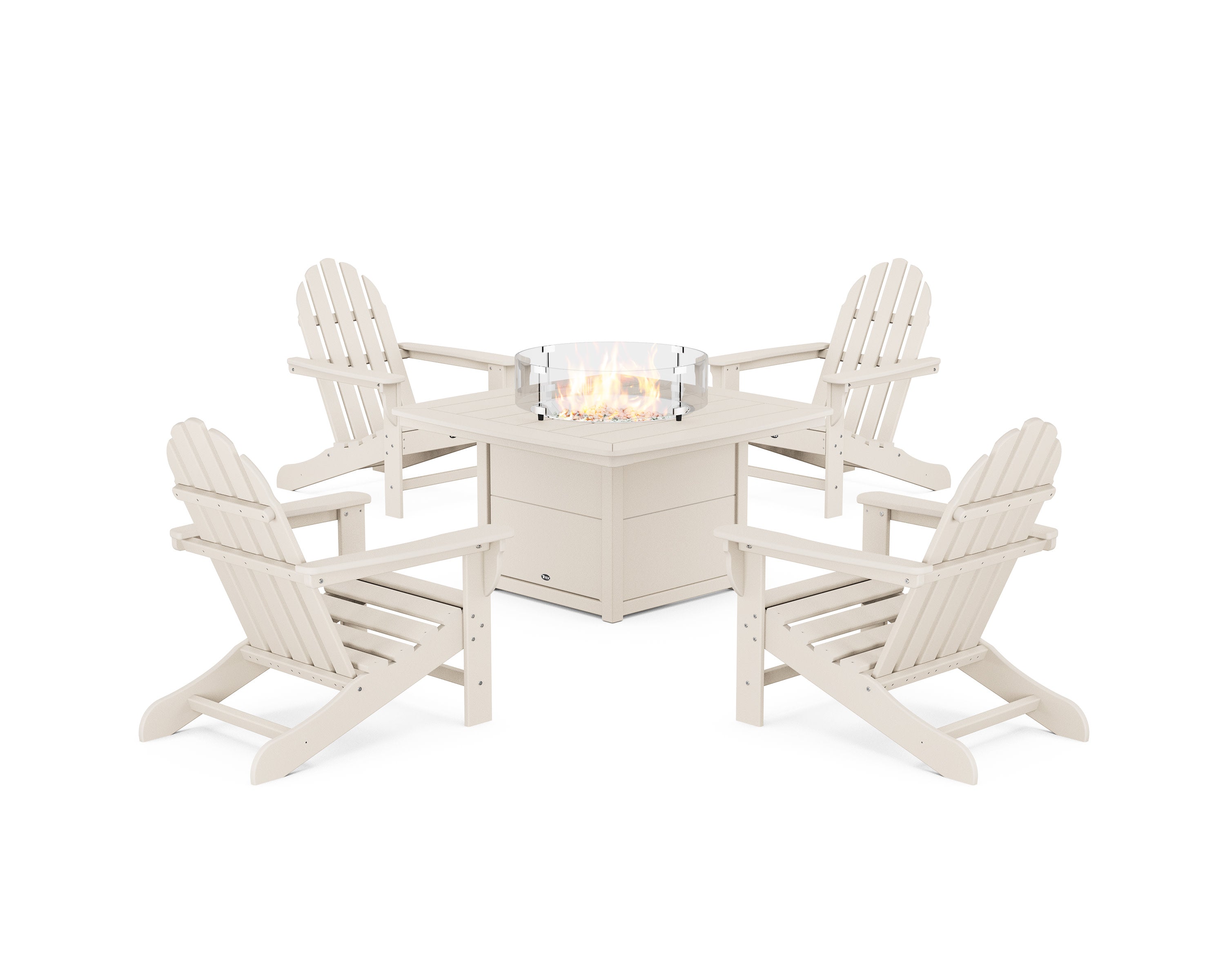 Yacht Club Adirondack 5-Piece Set with Round Fire Pit Table - Thumbnail 3