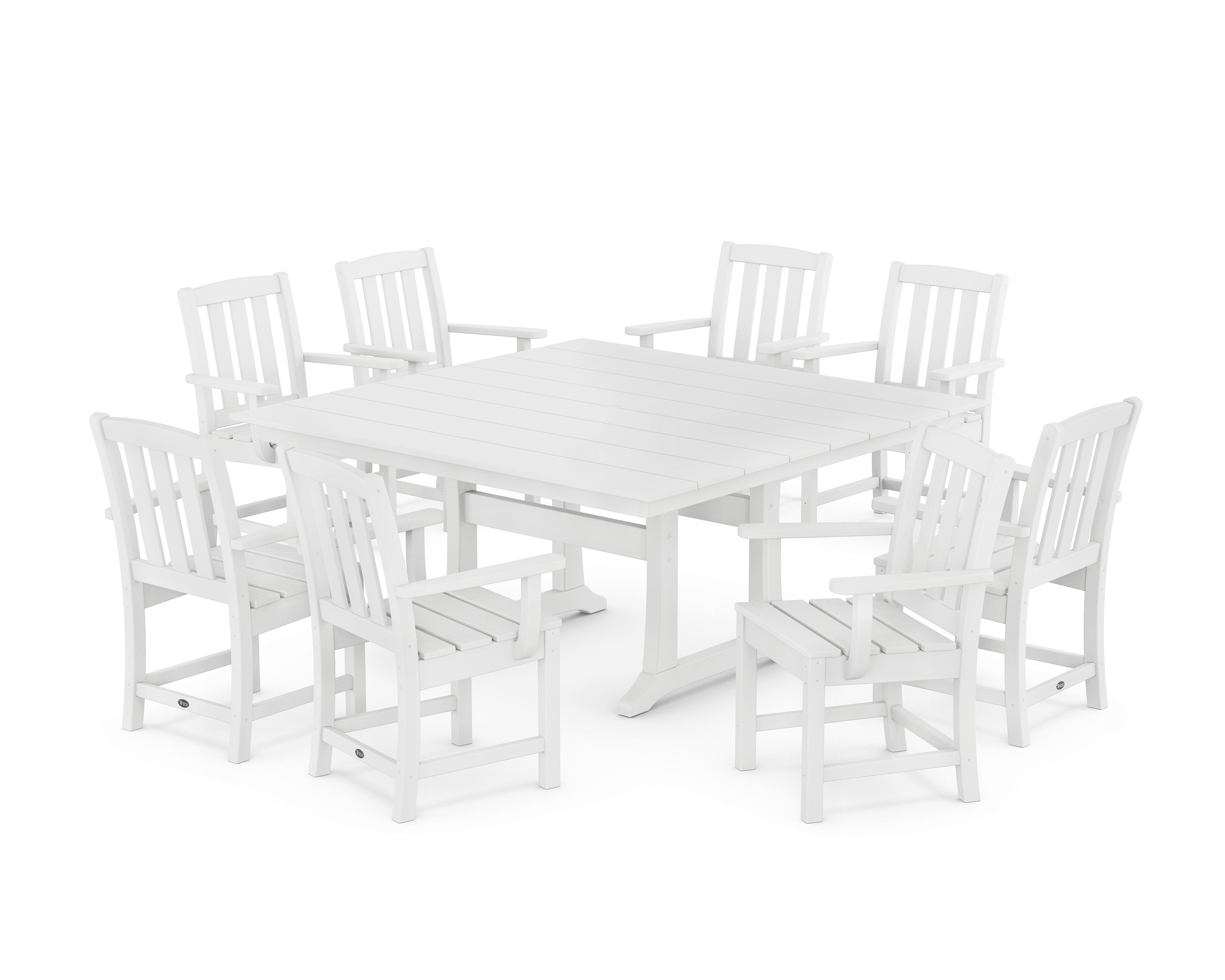Cape Cod 9-Piece Square Farmhouse Dining Set with Trestle Legs