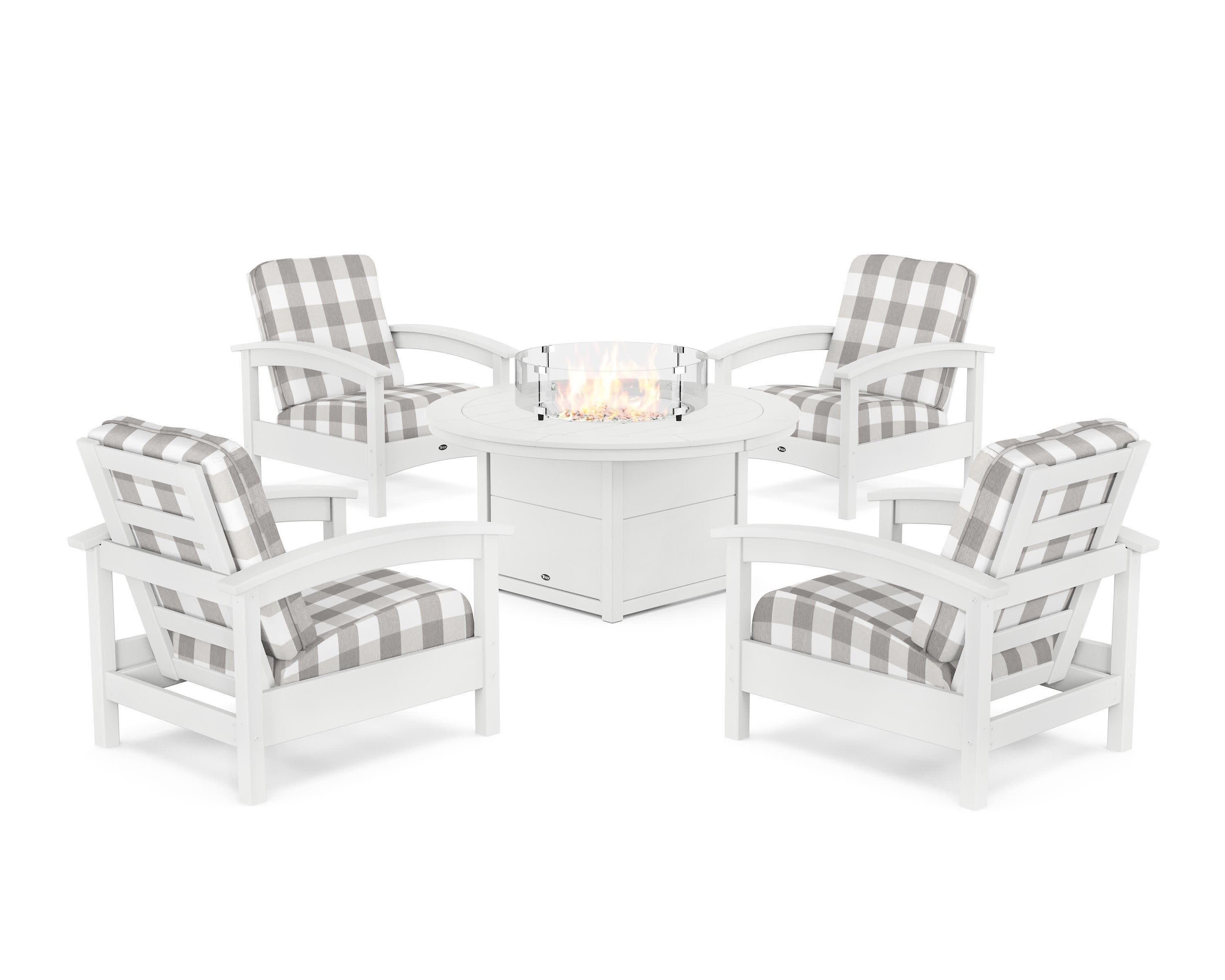 Rockport 5-Piece Deep Seating Set with Round Fire Pit Table - Thumbnail 2
