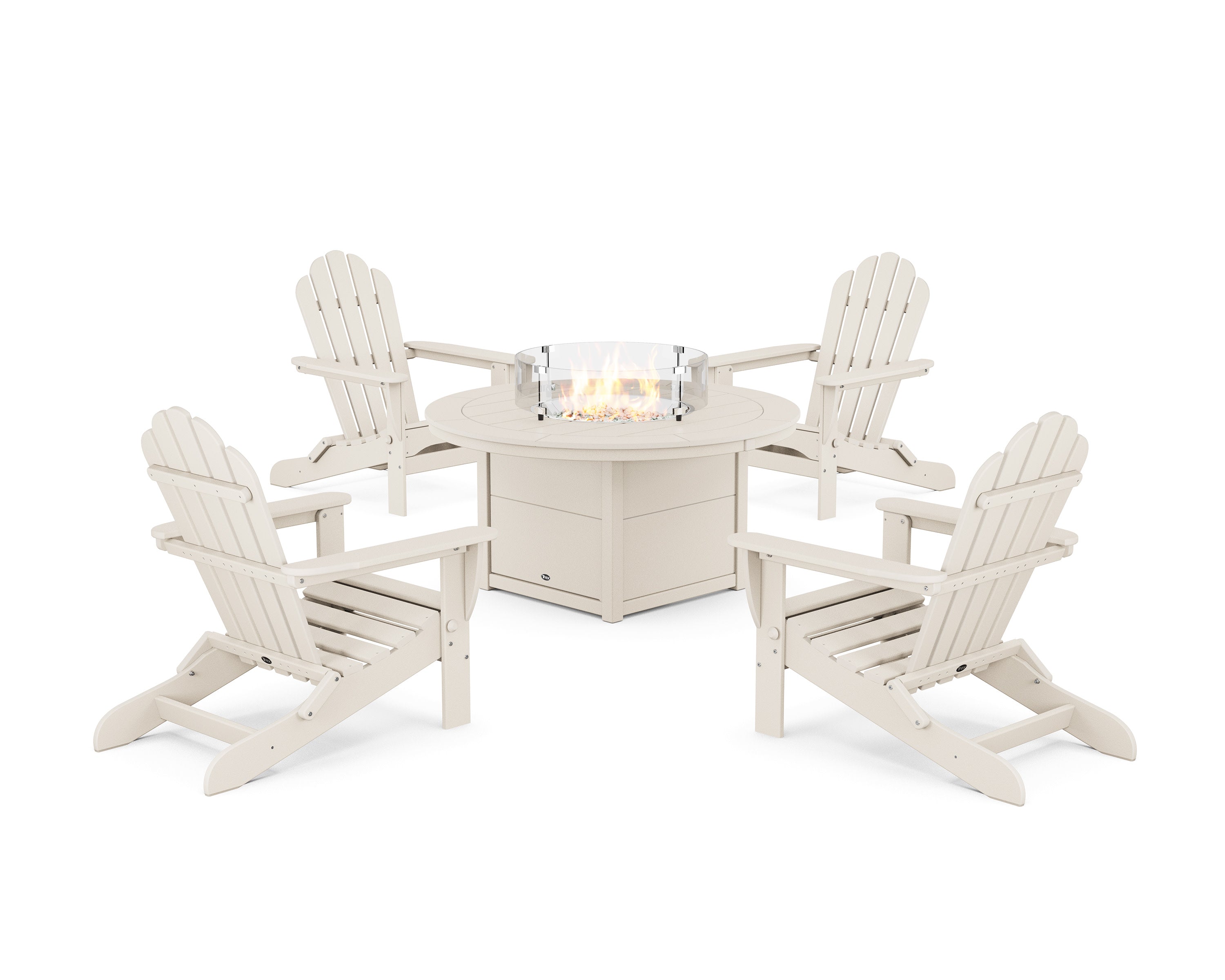 5-Piece Monterey Bay Folding Adirondack Conversation Set with Fire Pit Table