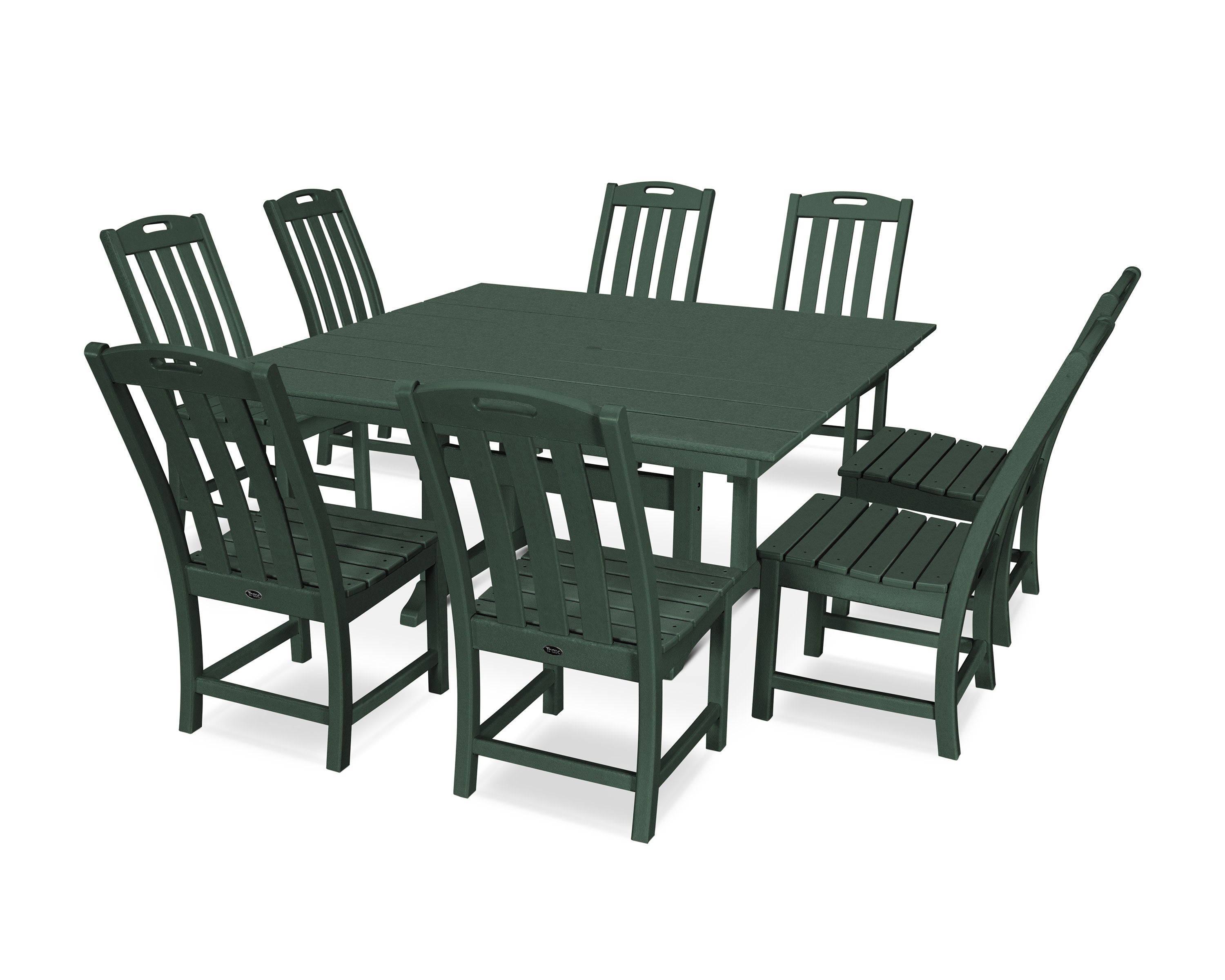 Yacht Club 9-Piece Farmhouse Trestle Side Chair Dining Set