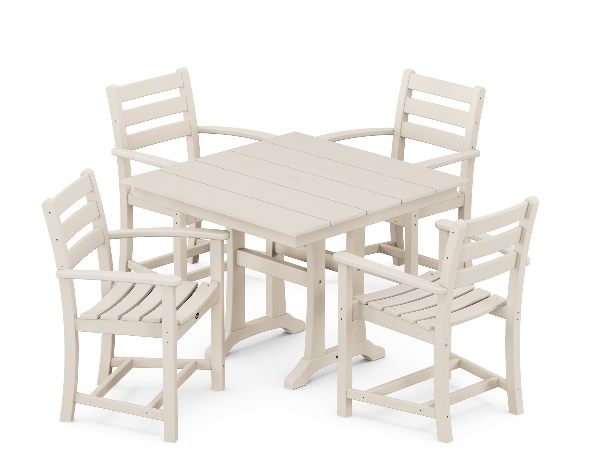 Monterey Bay 5-Piece Farmhouse Trestle Arm Chair Dining Set