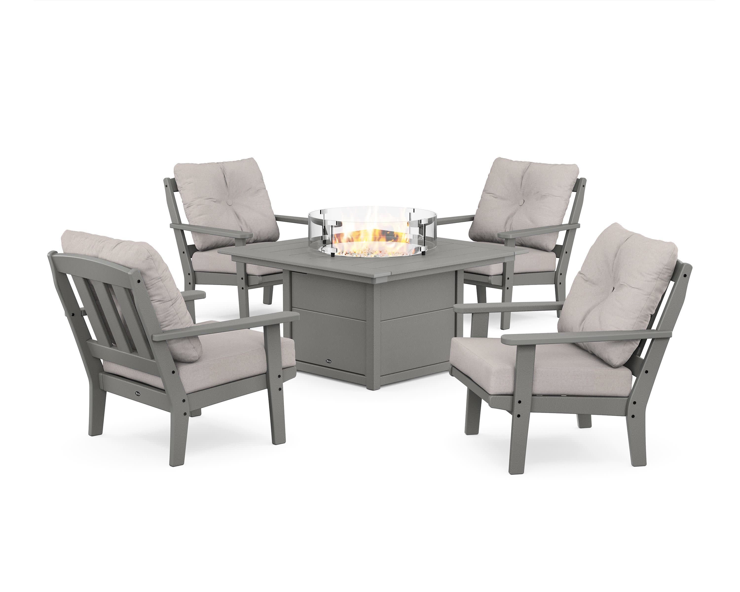 Cape Cod 5-Piece Deep Seating Set with Fire Pit Table