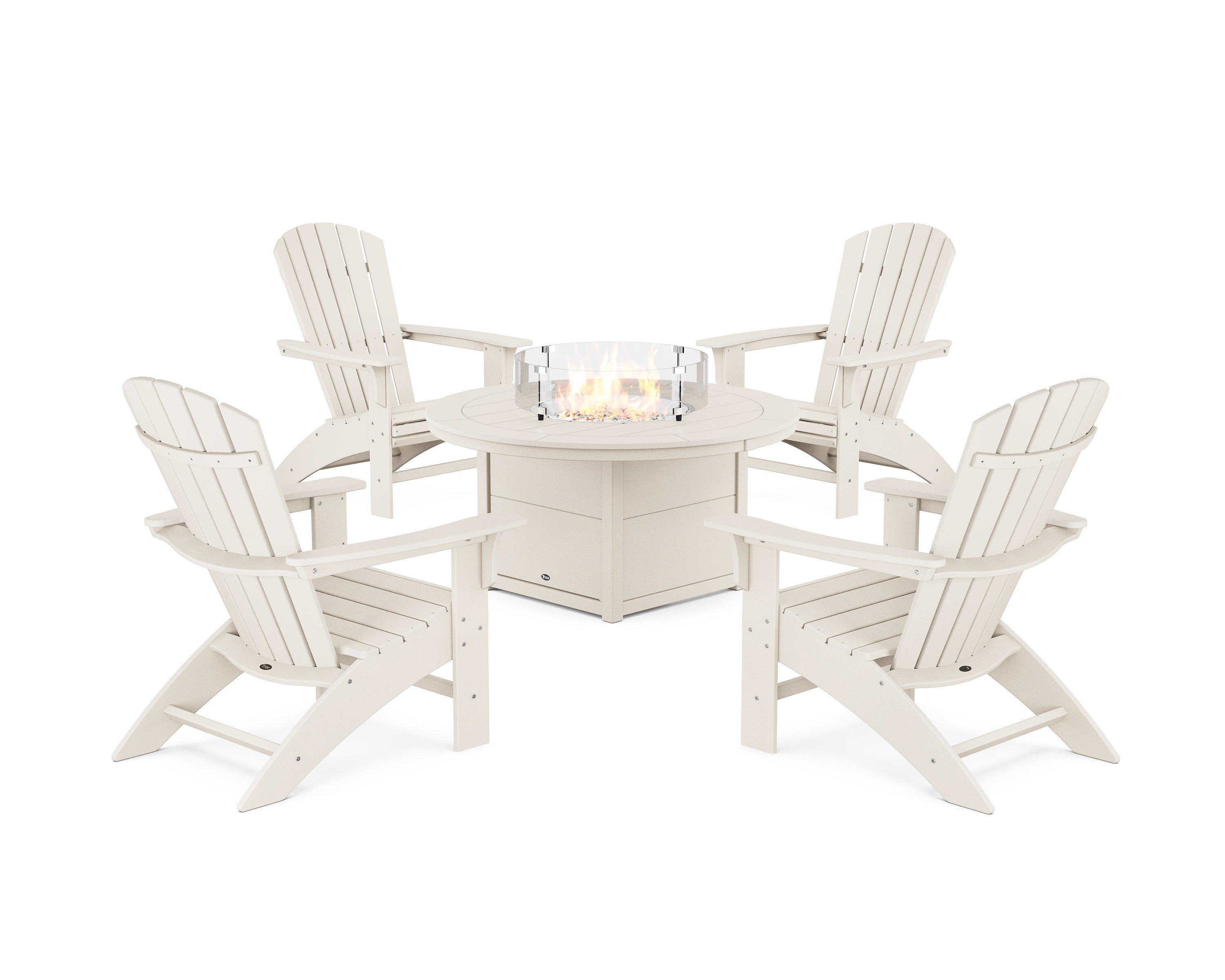 Yacht Club Adirondack 5-Piece Set with Round Fire Pit Table