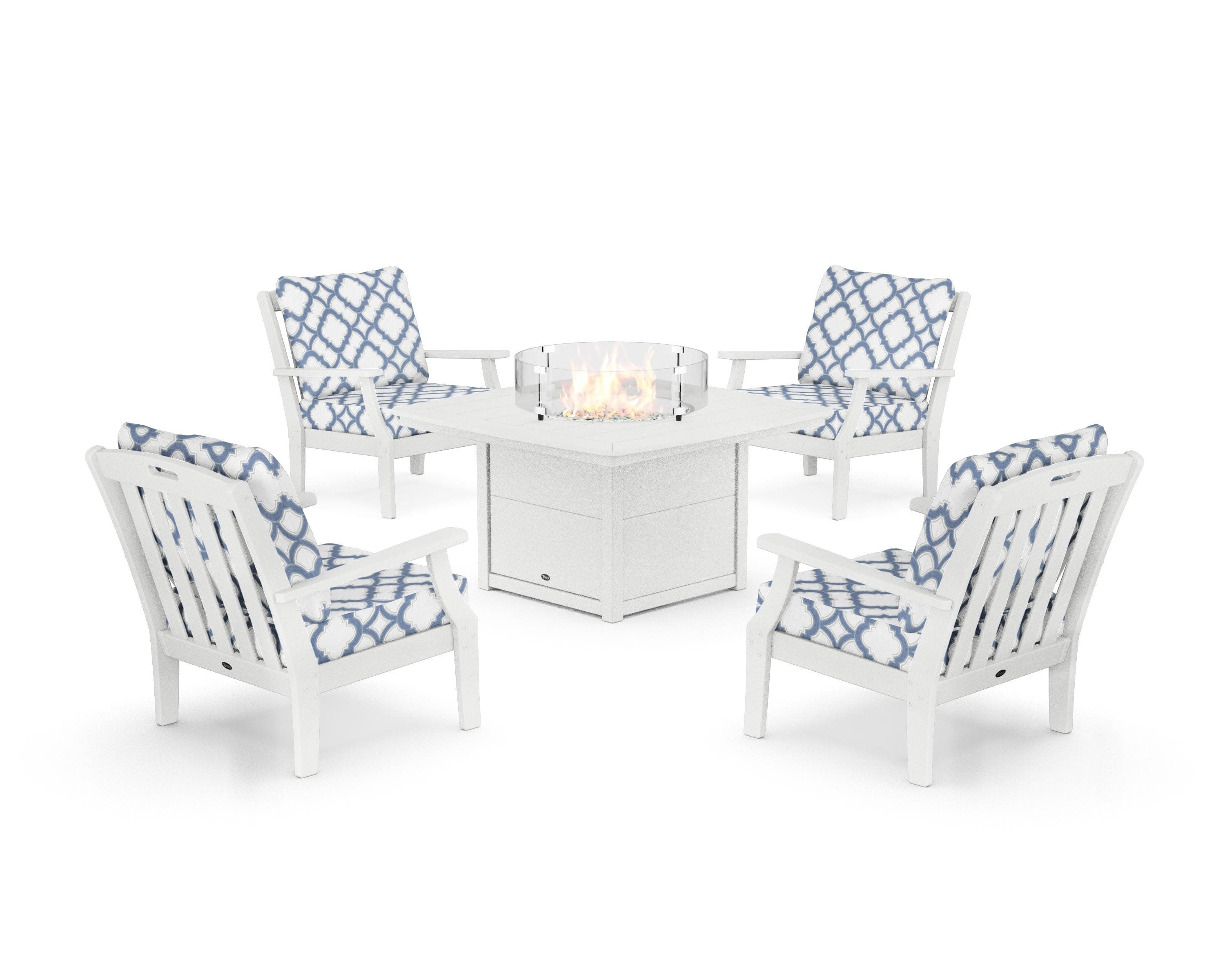 Yacht Club 5-Piece Deep Seating Set with Fire Pit Table