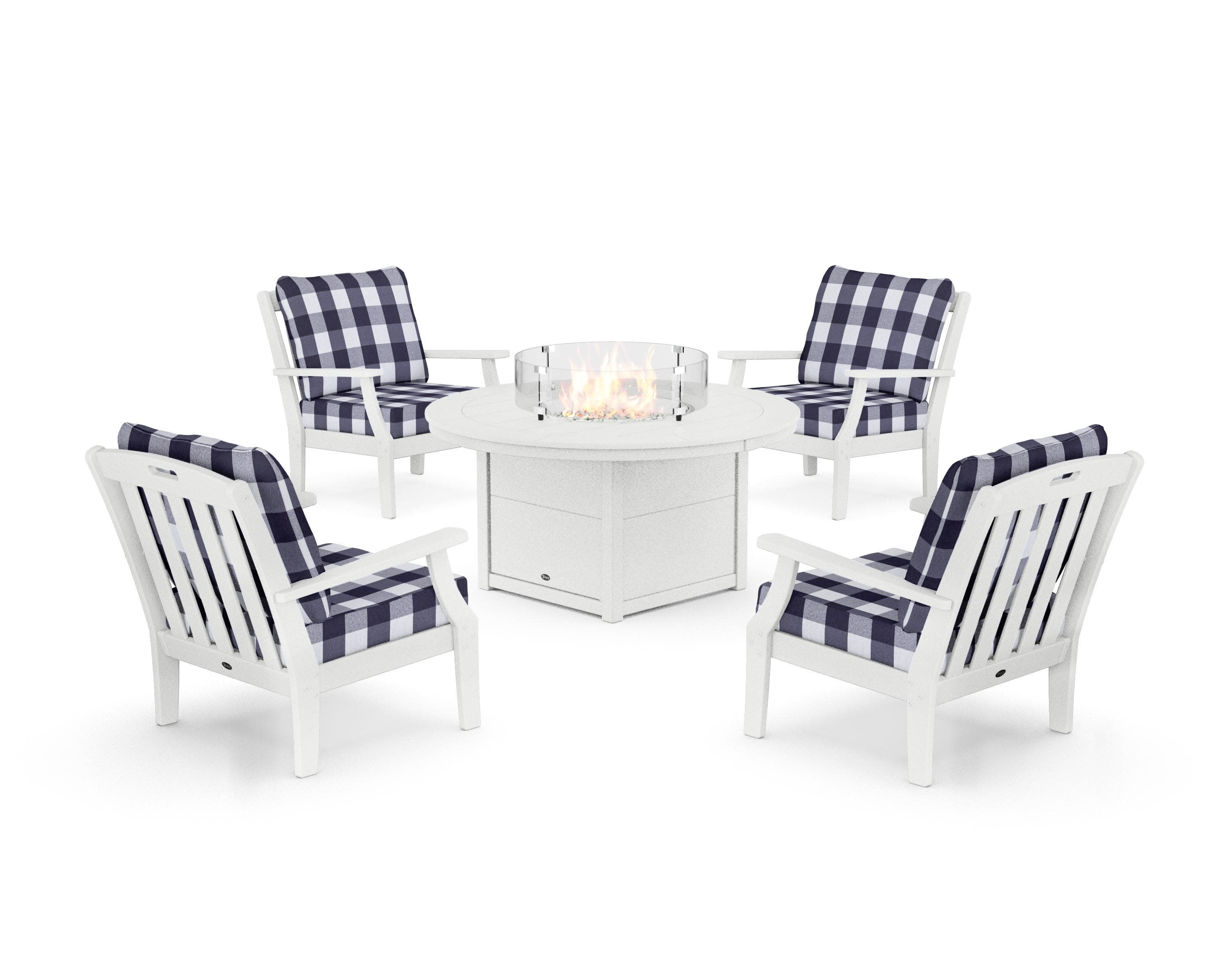 Yacht Club 5-Piece Deep Seating Set with Square Fire Pit Table - Thumbnail 4