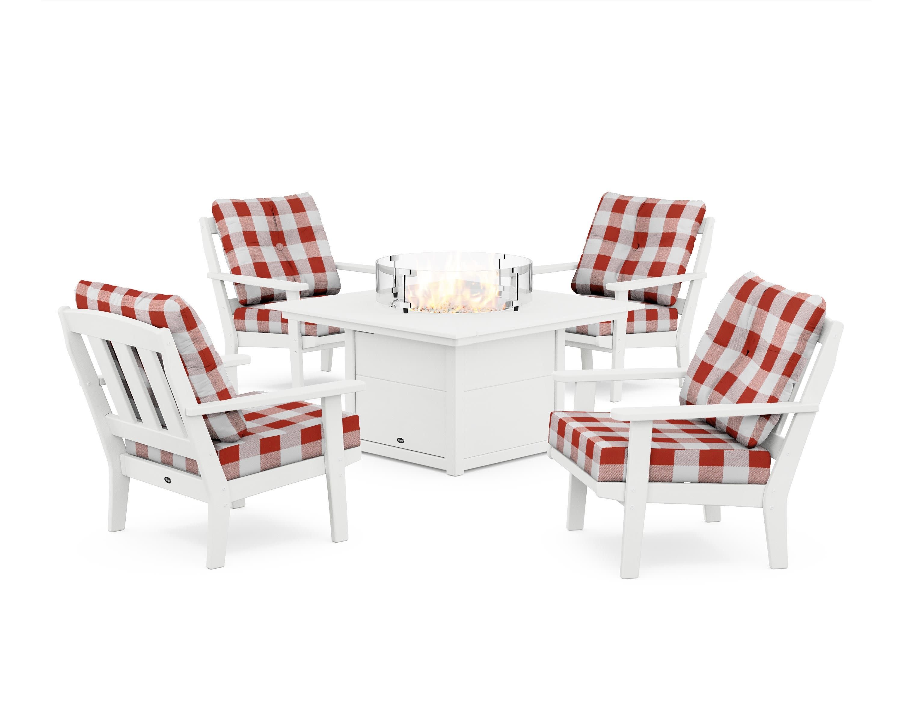 Cape Cod 5-Piece Deep Seating Set with Fire Pit Table - Thumbnail 4
